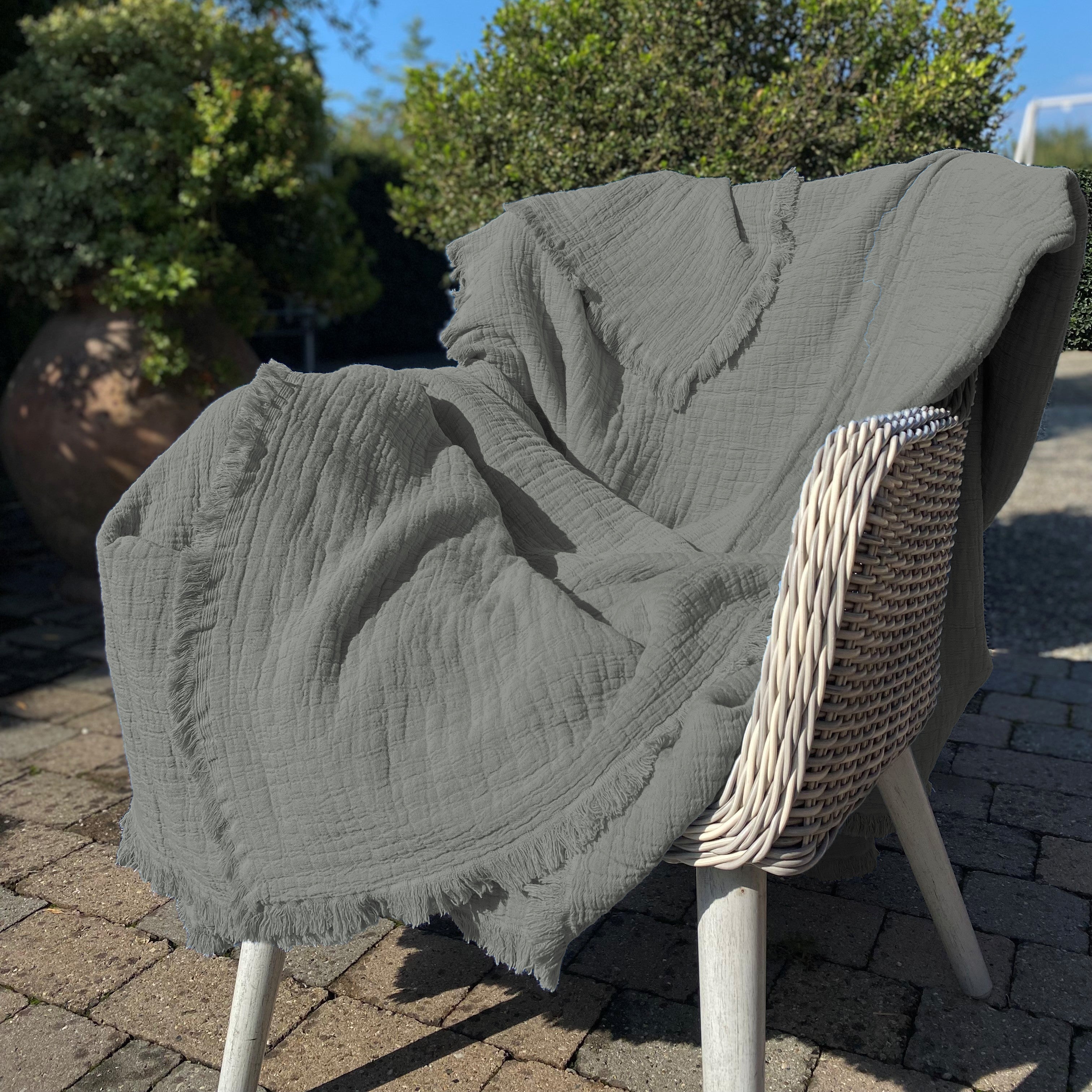 Copriletto in Cotone Stonewashed Tinto in Capo con Frangette - Uni Mellow - Image 6