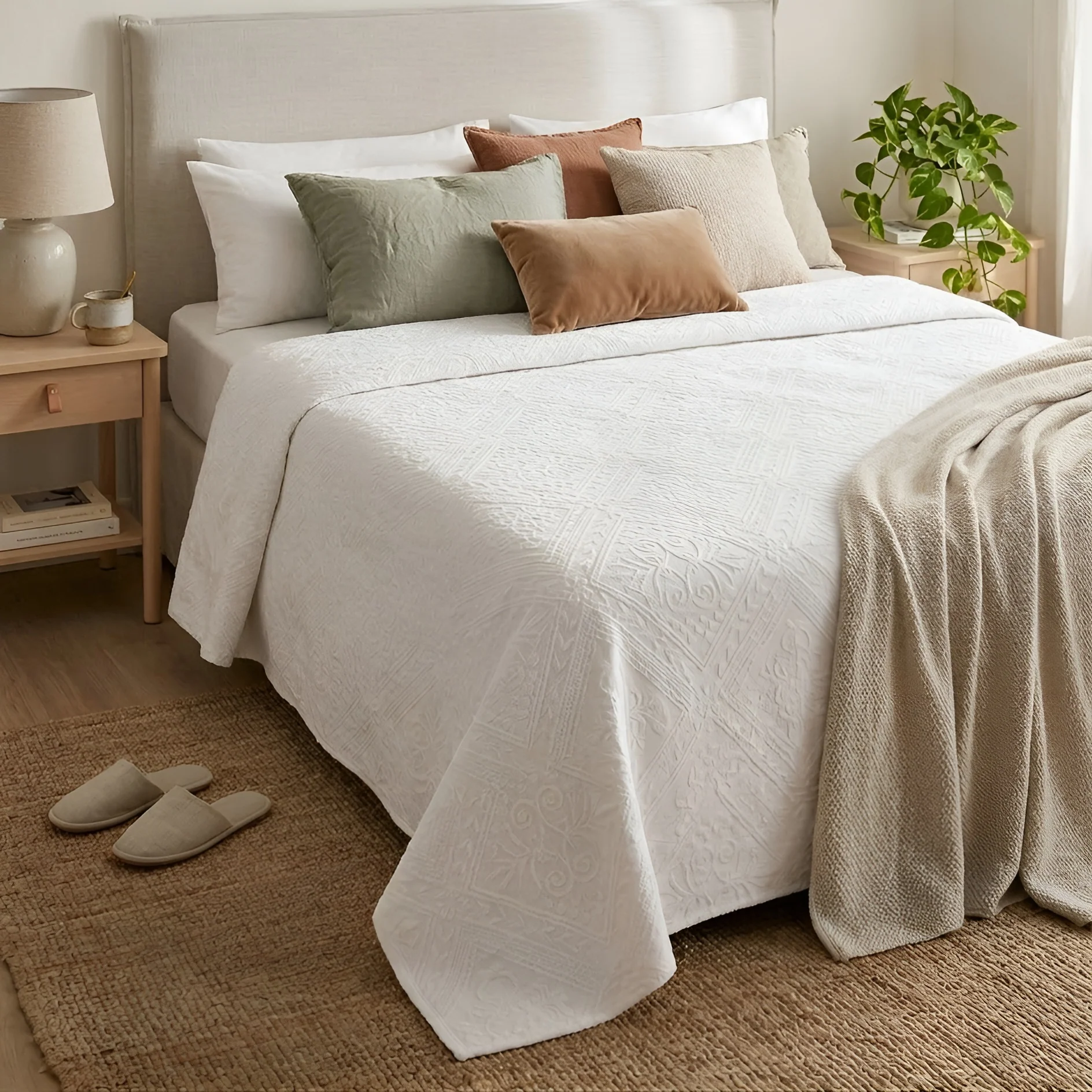 Copriletto in Puro Cotone con Fantasia Jacquard - Arbatax