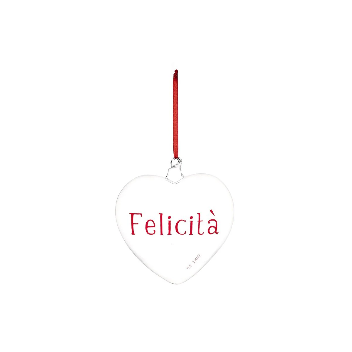 Cuore Decorativo in Vetro Borosilicato Serigrafato - Felicità - Image 2