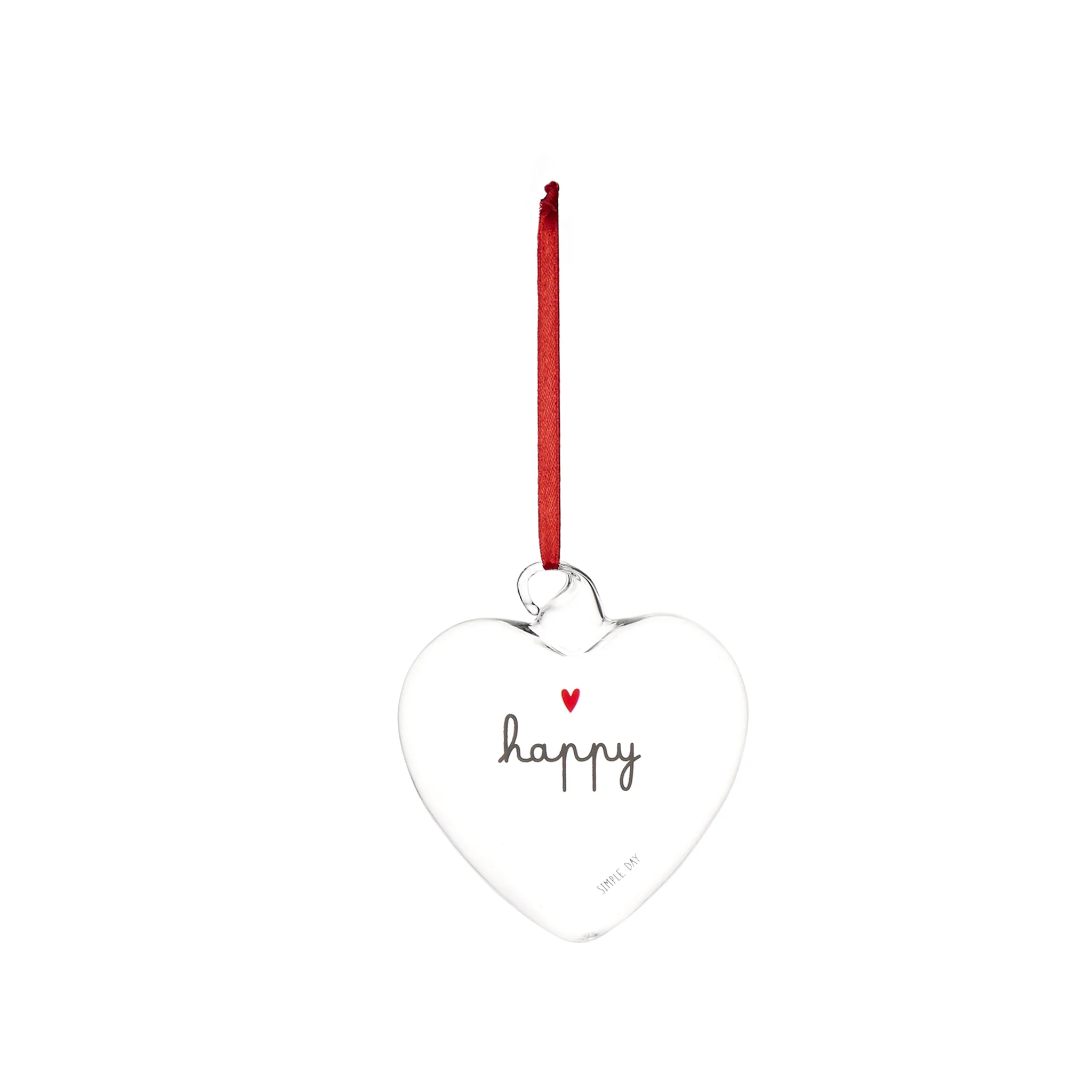 Cuore Decorativo in Vetro Borosilicato Serigrafato - Happy - Image 3