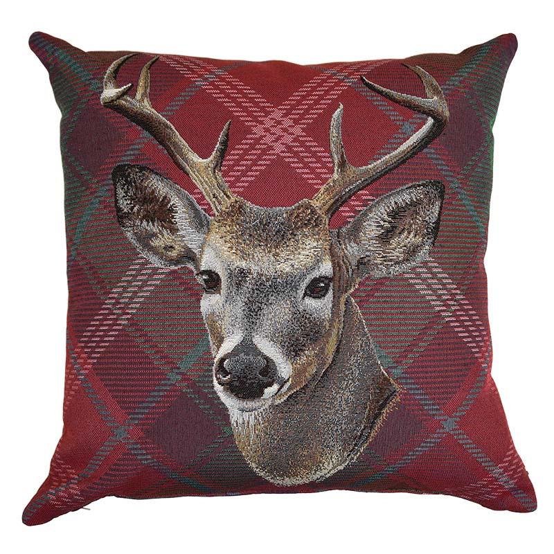 Cuscino in Cotone Stampato con Cervo Frontale - Stag - Image 3