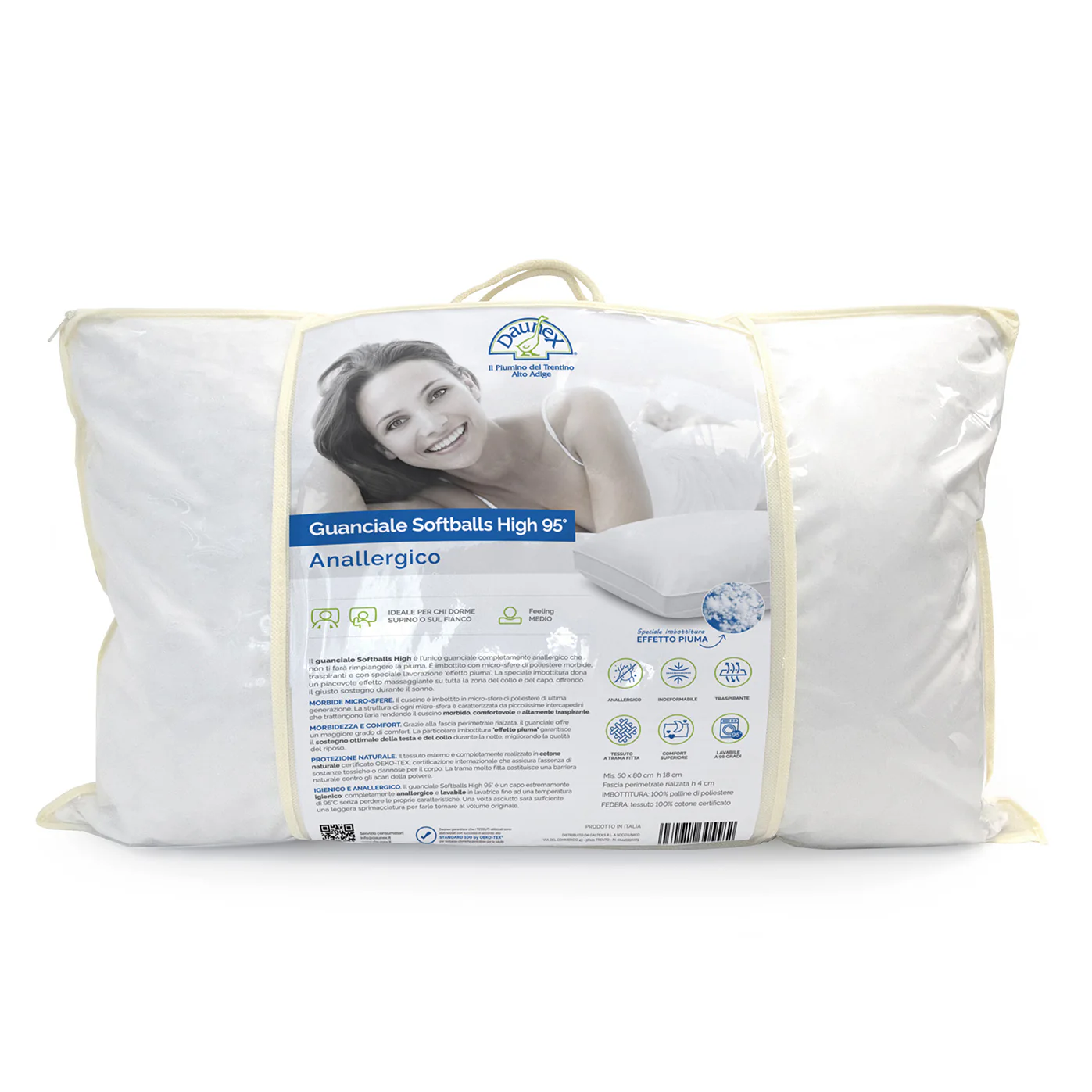 Guanciale Anallergico con Soffietto Perimetrale - Softballs High - Image 2