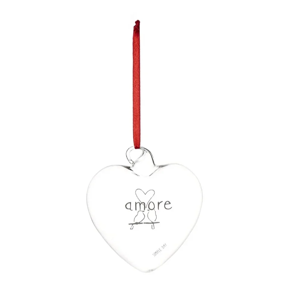 Cuore Decorativo in Vetro Borosilicato Serigrafato - Amore - Image 2