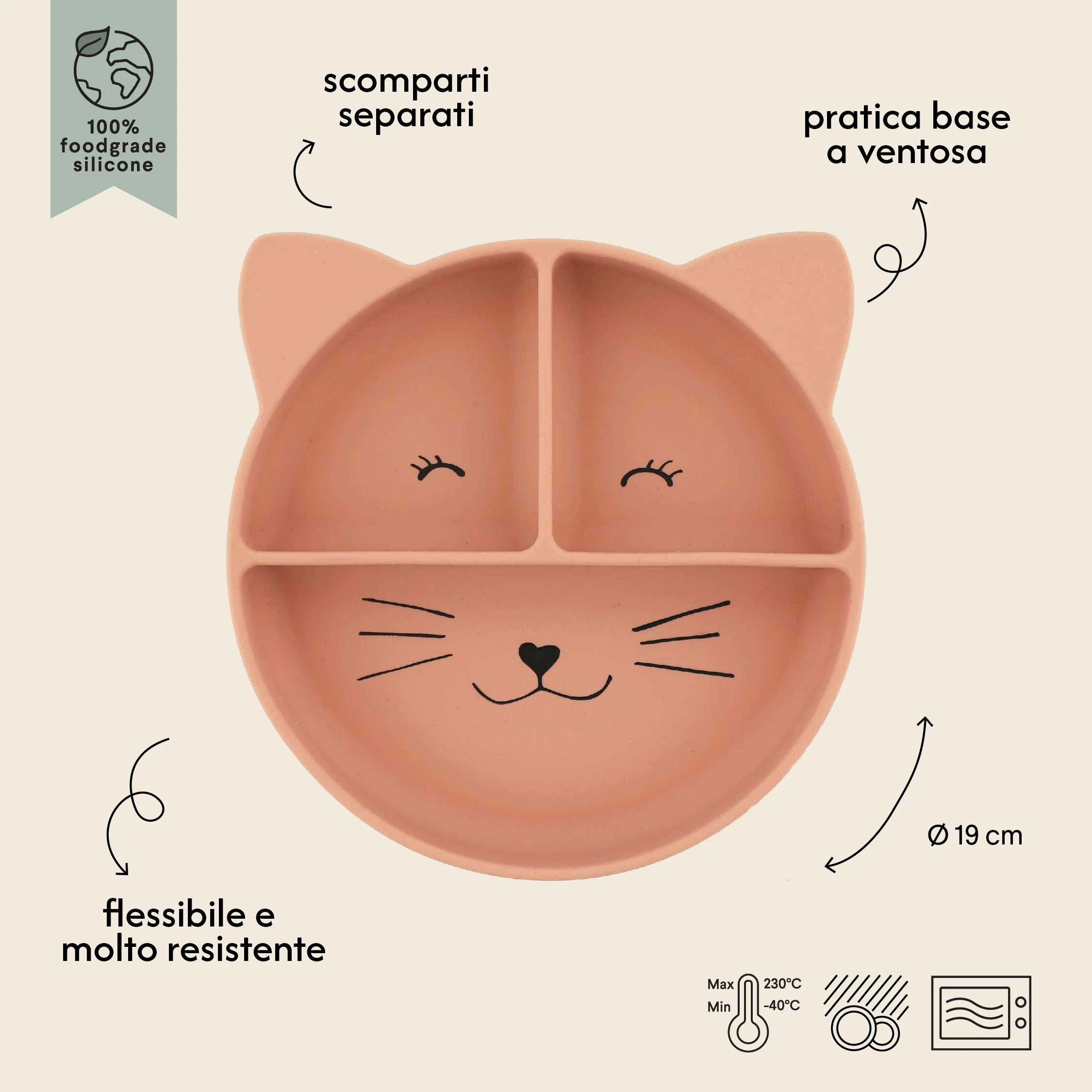 Piatto a 3 Sezioni per Bambini - Mr. Cat - Image 4