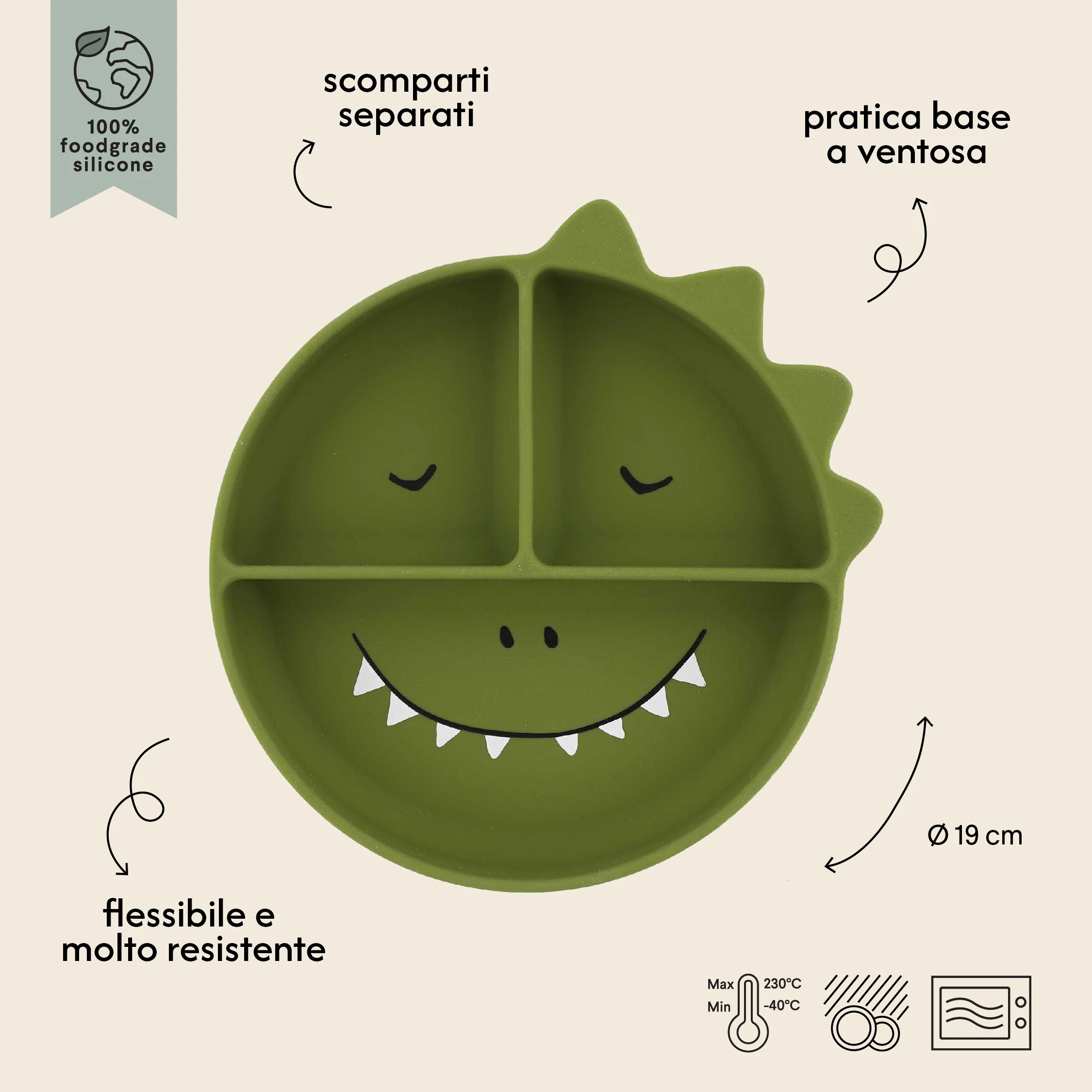 Piatto a 3 Sezioni per Bambini - Mr. Dino - Image 4