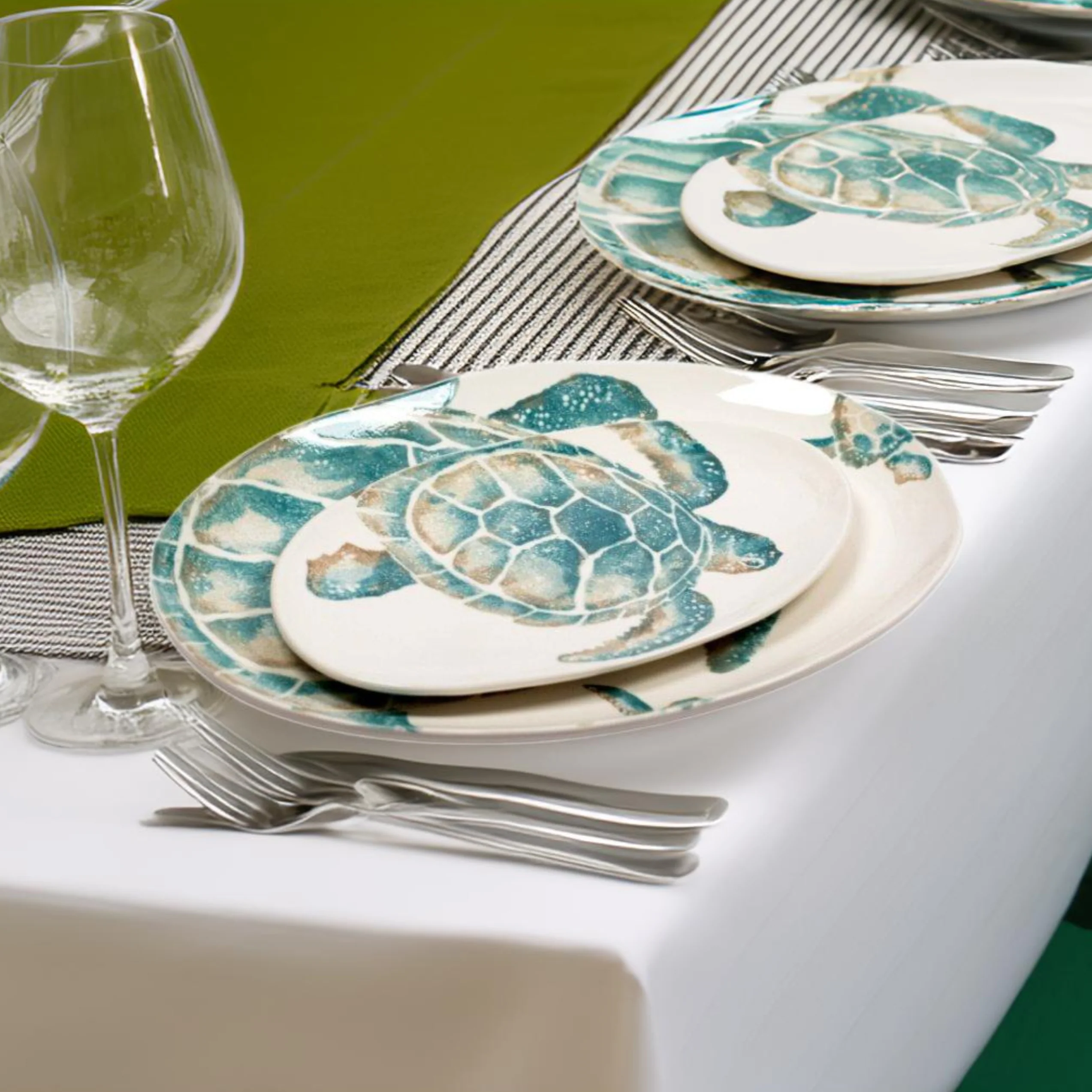 Piatto Ovale in Ceramica Fatto a Mano - Tartaruga