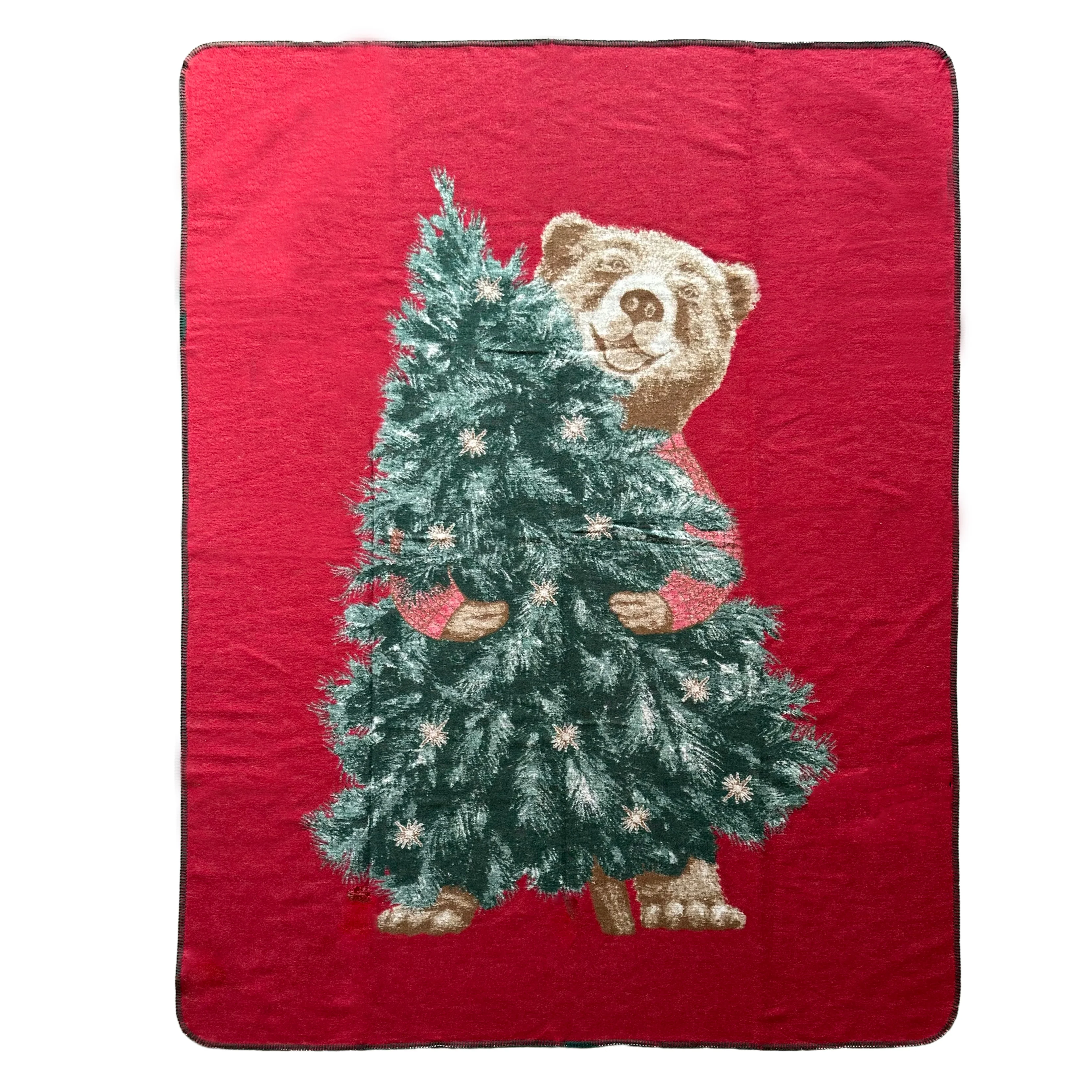 Plaid in Lana Cotta con Orso ed Albero Natalizio - Christmas Bear - Image 4