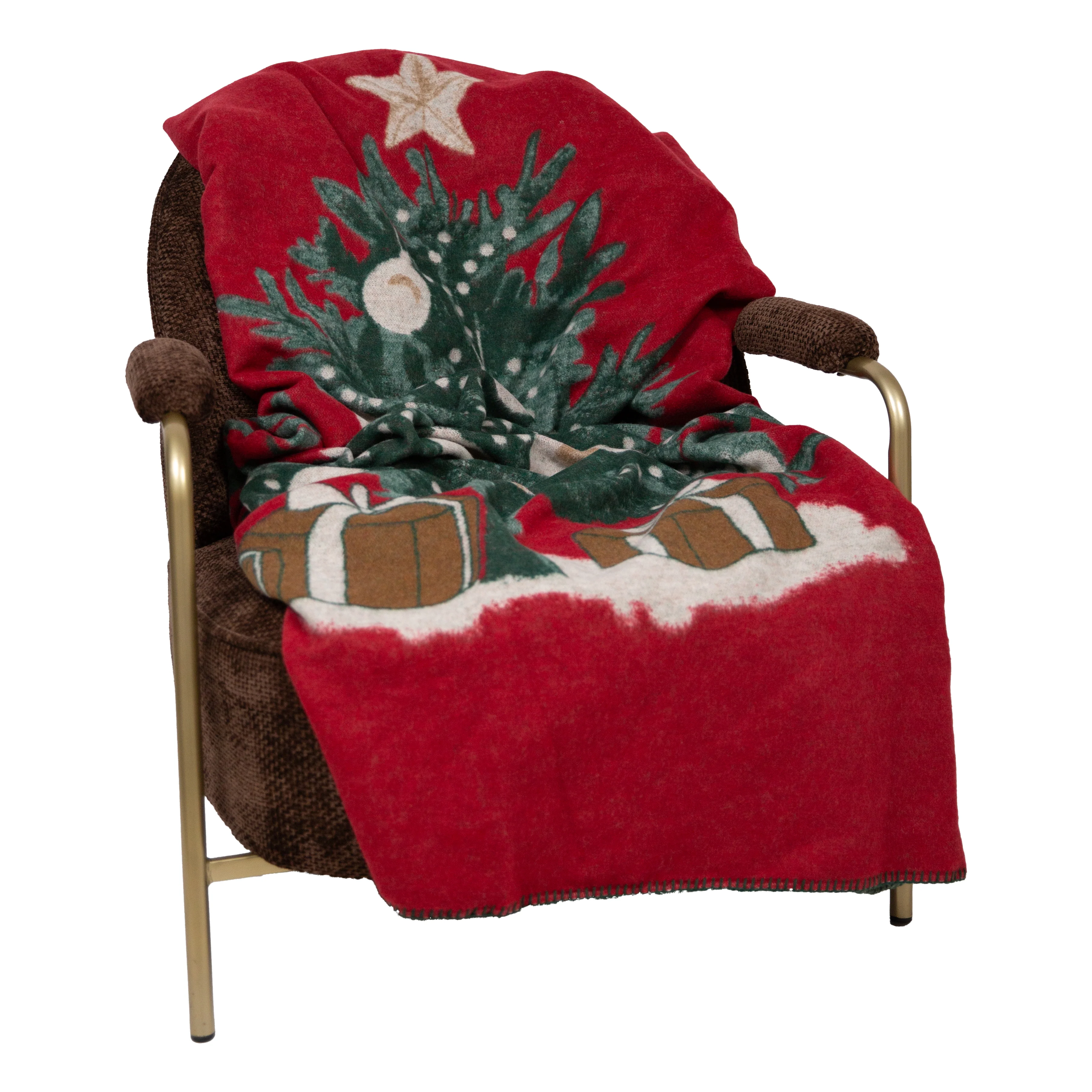 Plaid in Lana Cotta con Albero di Natale - Christmas Tree - Image 3