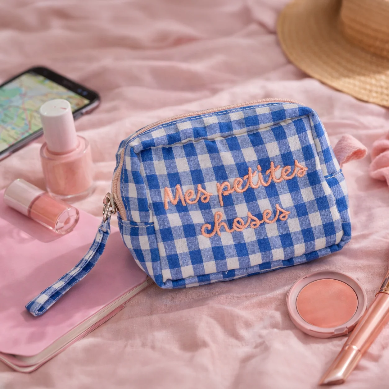 Pochette a Quadretti con Scritta Ricamata - Alice