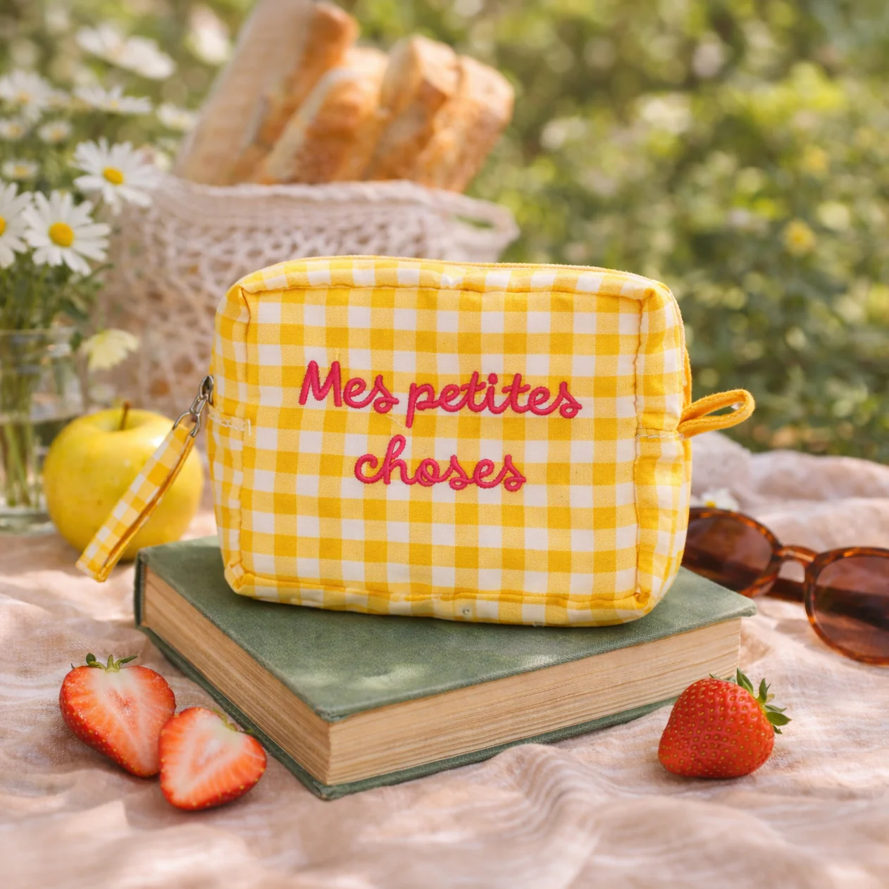 Pochette a Quadretti con Scritta Ricamata - Giulia