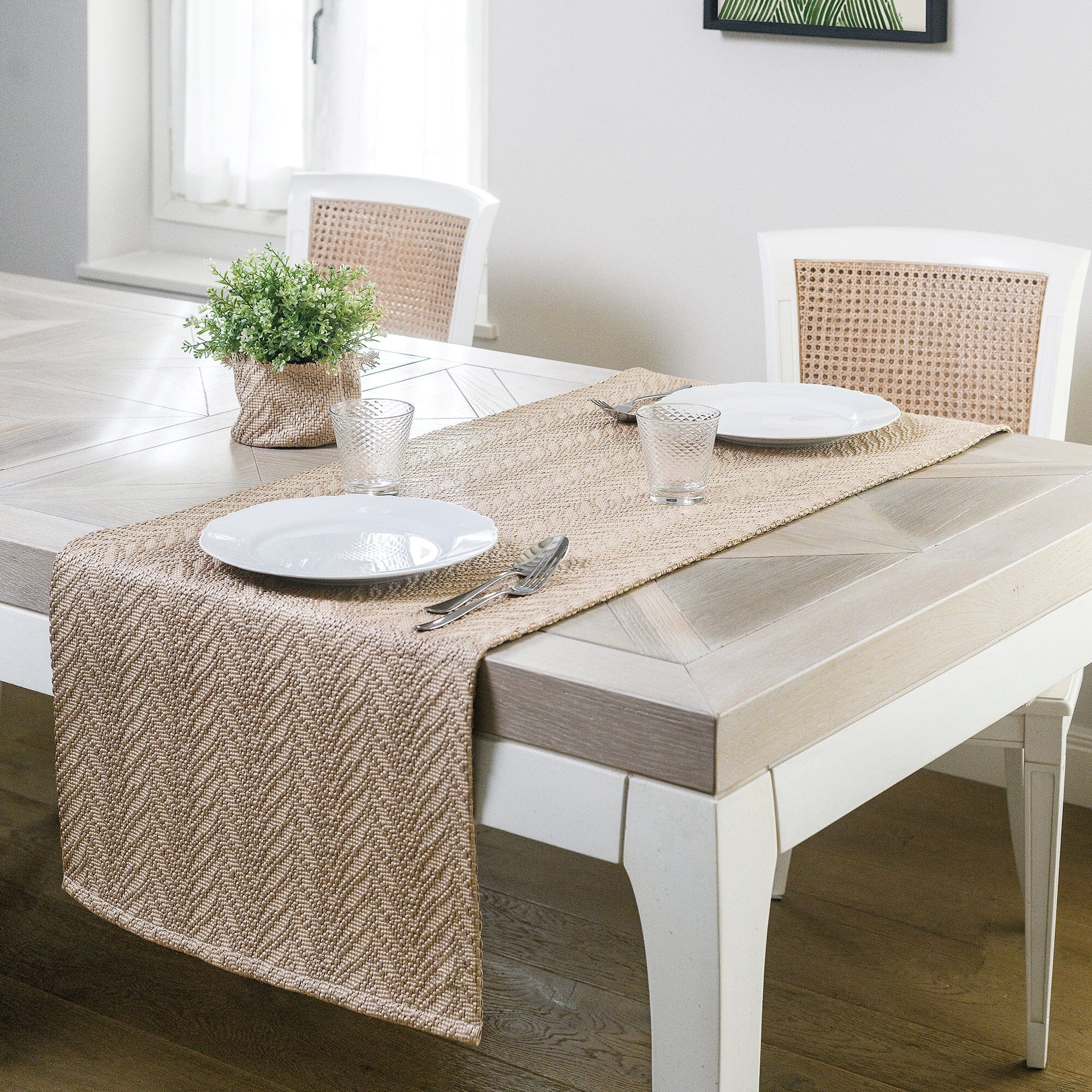 Runner Misto Cotone Tinta Unita Chevron - Sophie
