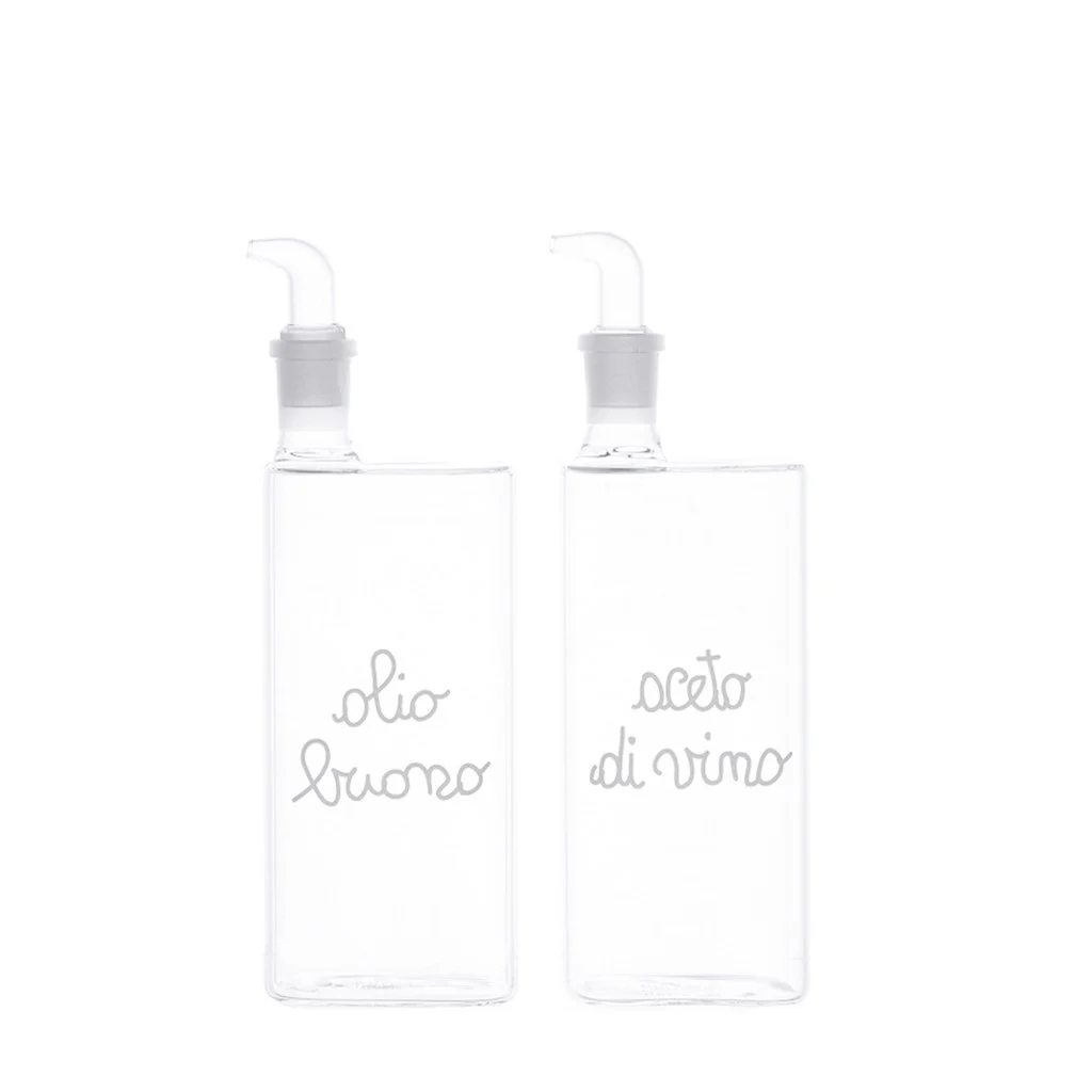 Set 2 Bottiglie in Vetro Borosilicato Serigrafate - Olio Buono e Aceto di Vino - Image 2