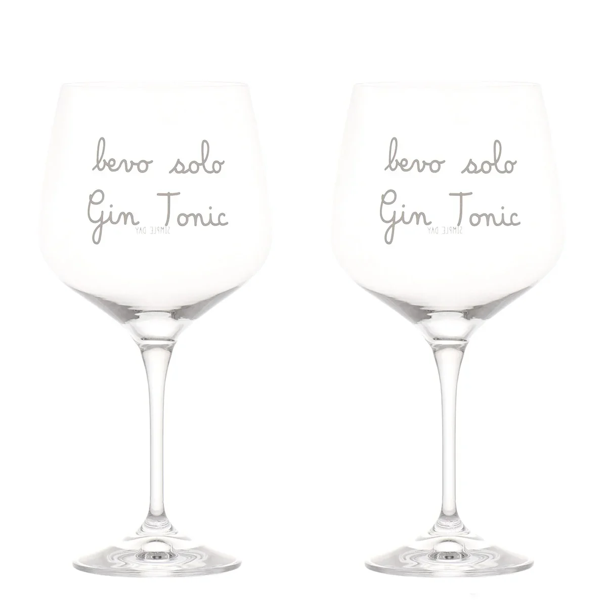 Set 2 Calici da Cocktail in Vetro Serigrafati - Bevo Solo Gin Tonic - Image 2