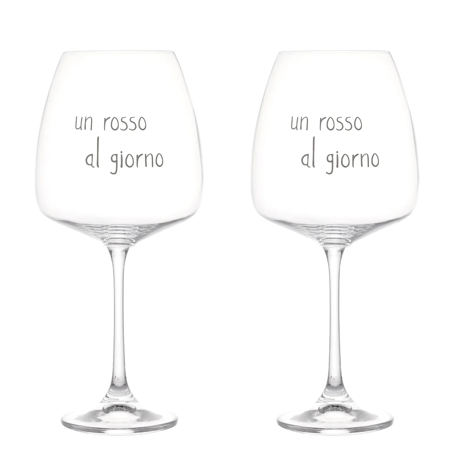 Set 2 Calici Vino in Vetro Serigrafati - Un Rosso al Giorno - Image 2