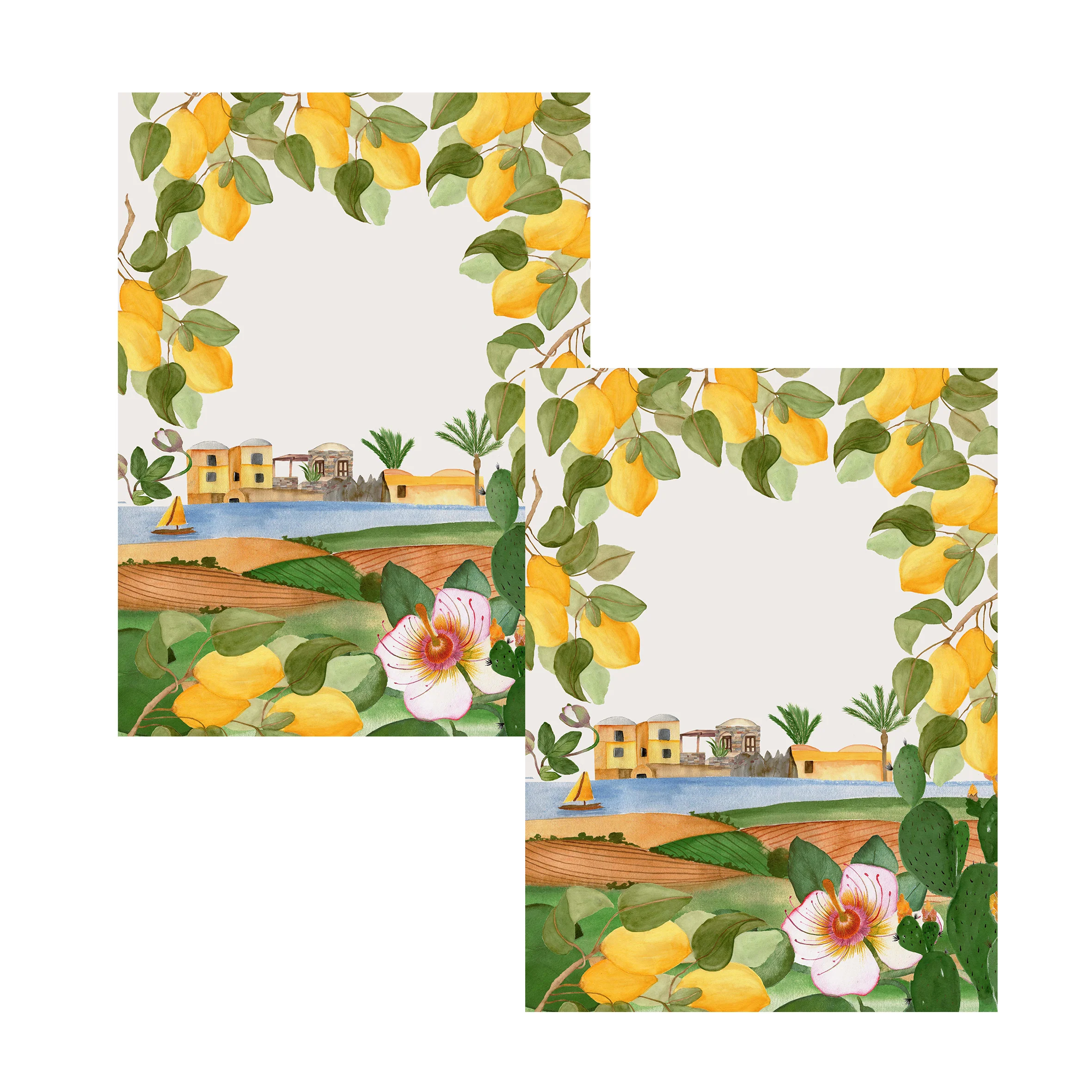 Set 2 Canovacci in Puro Cotone - Essenza Mediterranea