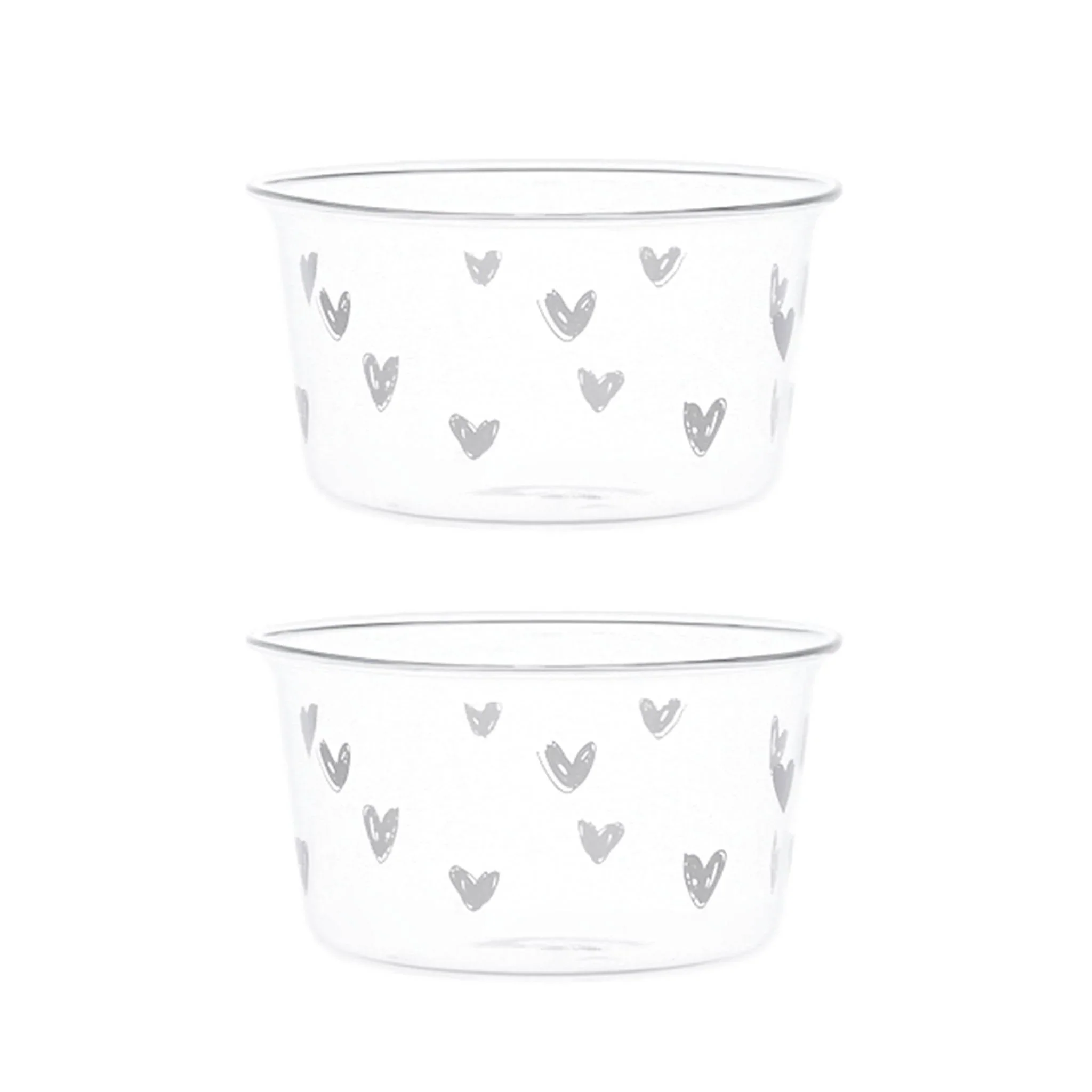 Set 2 Coppette in Vetro Borosilicato Serigrafata - Tappezzeria Cuori - Image 2