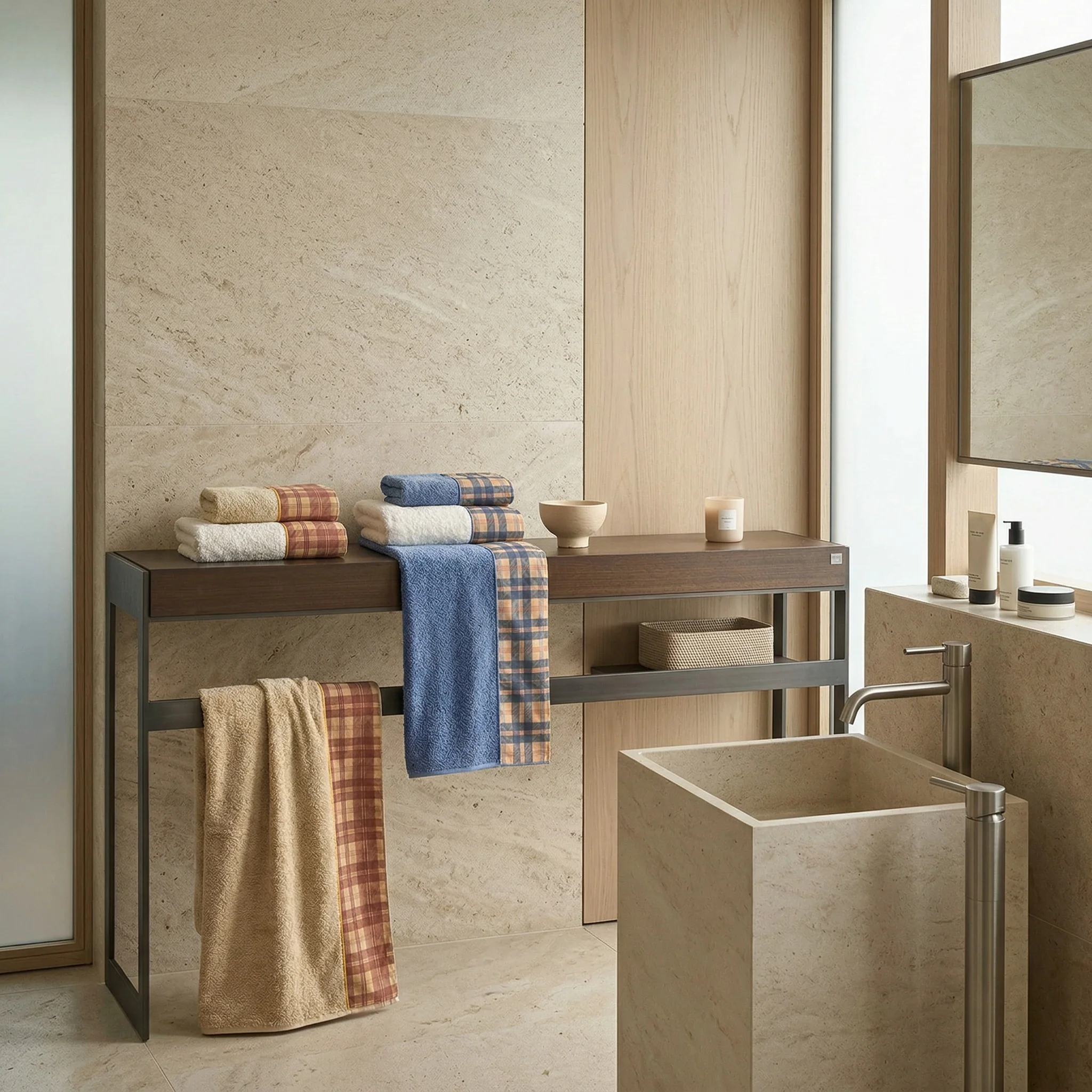 Set 2 Coppie in Spugna di Cotone con Balza in Percalle - Silene