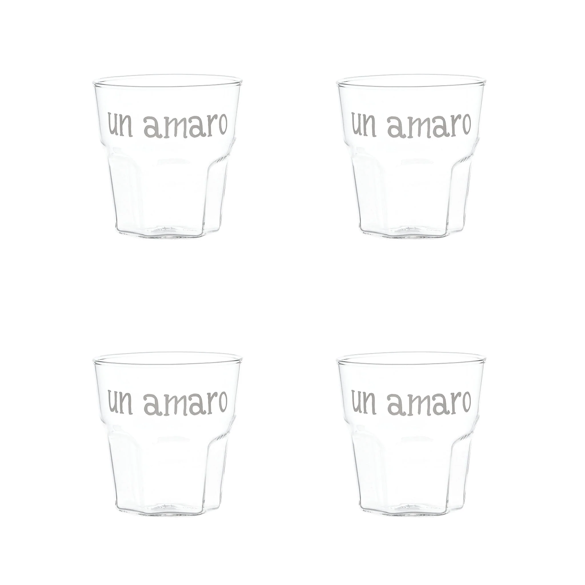 Set 4 Bicchierini in Vetro Borosilicato Serigrafati - Un Amaro