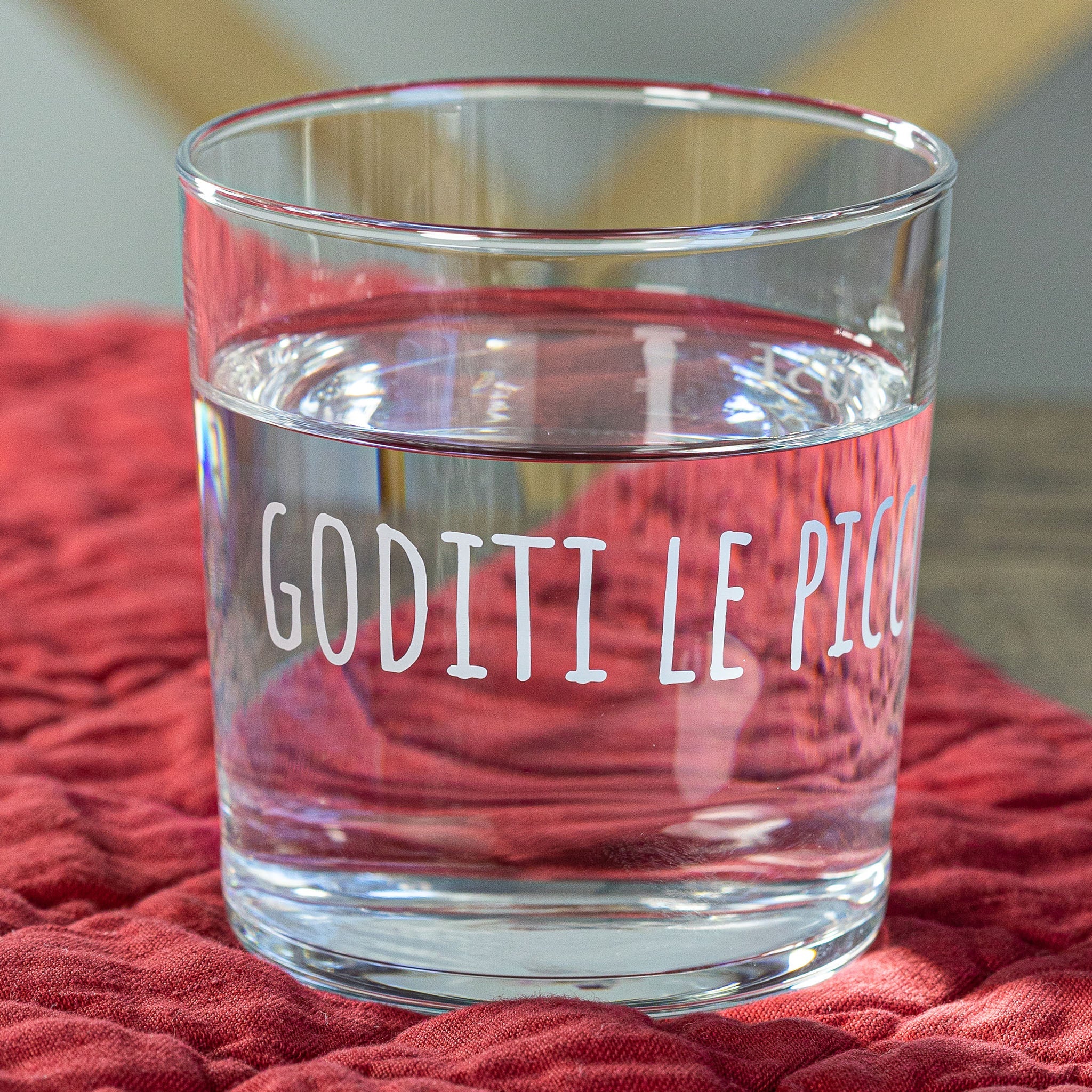 Set 6 Bicchieri Acqua in Vetro Temperato Serigrafati - Goditi Le Piccole Cose