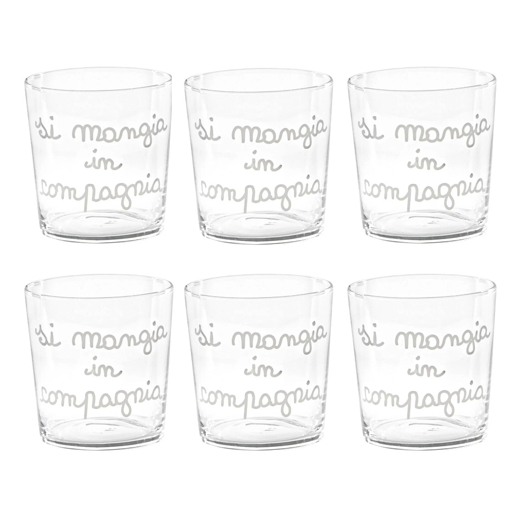 Set 6 Bicchieri Acqua Serigrafati - Si Mangia in Compagnia - Image 2
