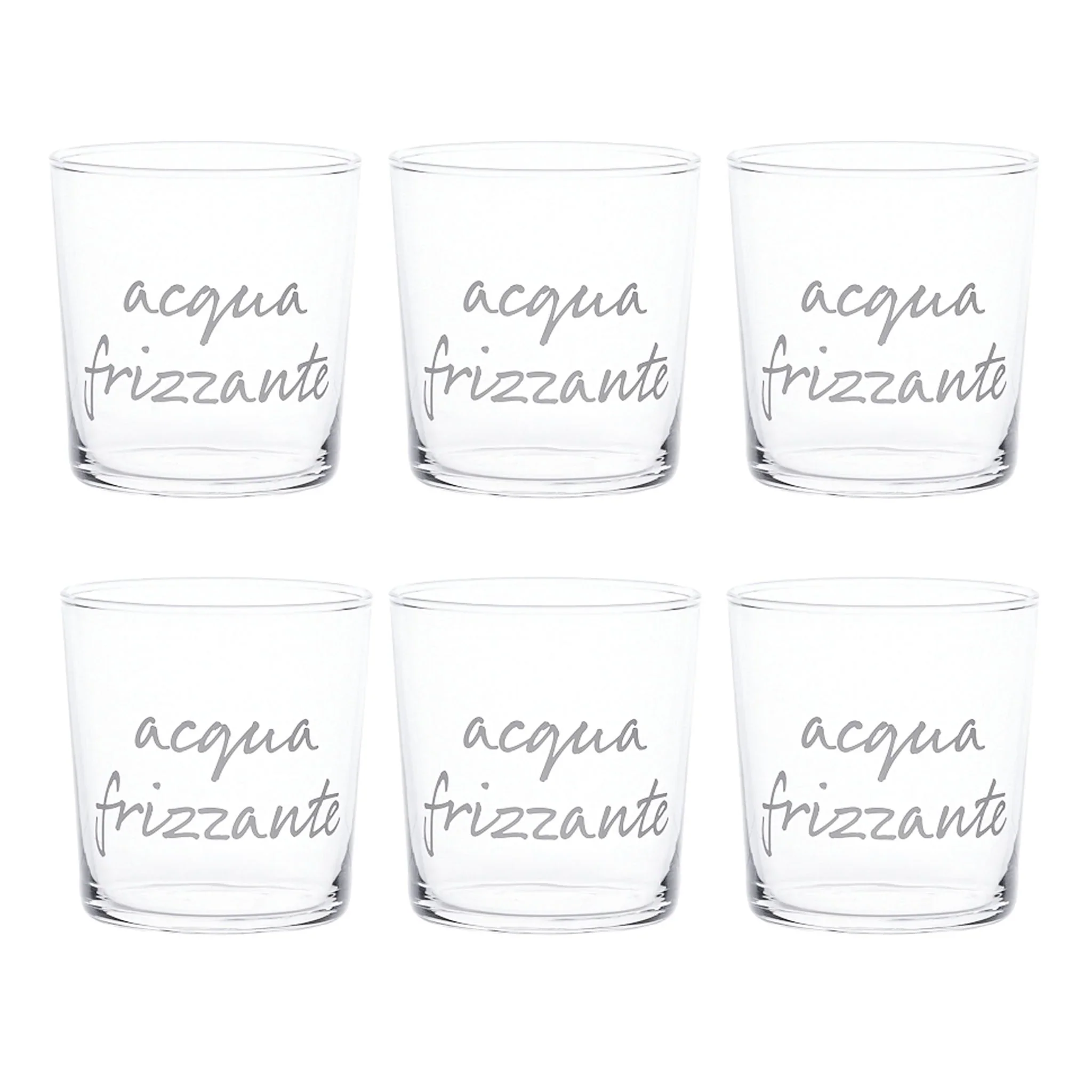 Set 6 Bicchieri in Vetro Temperato Serigrafati - Acqua Frizzante - Image 2