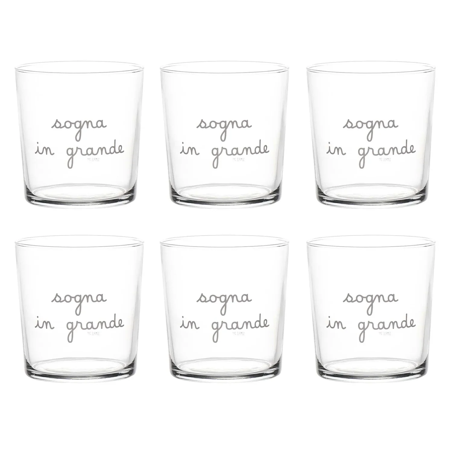 Set 6 Bicchieri in Vetro Temperato Serigrafati - Sogna in Grande - Image 2