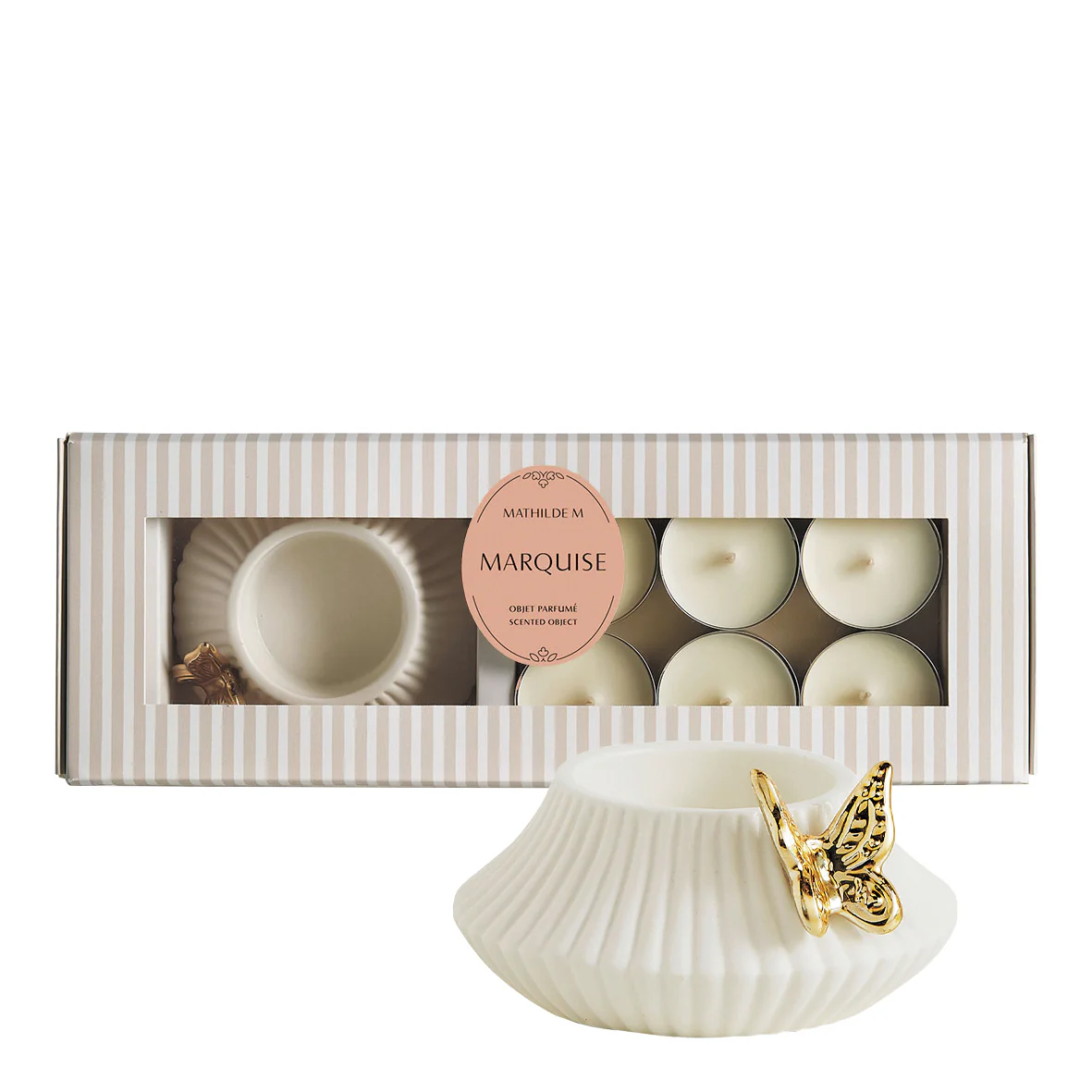 Set Portacandela e 6 Candele Profumate Marquise - Papillon