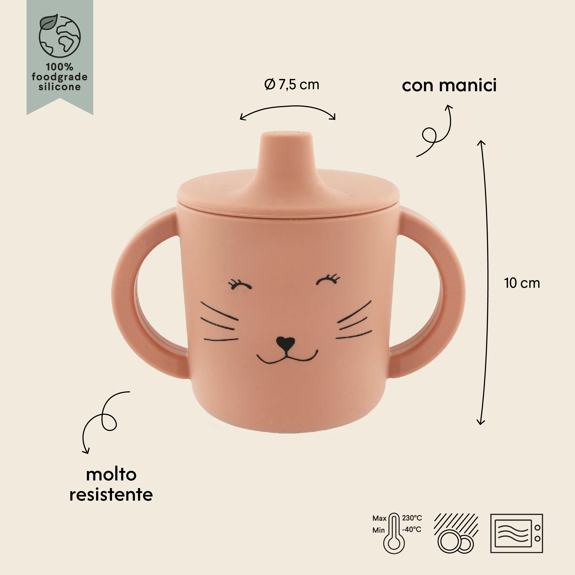 Tazza Sippy in Silicone - Mr. Cat - Image 4