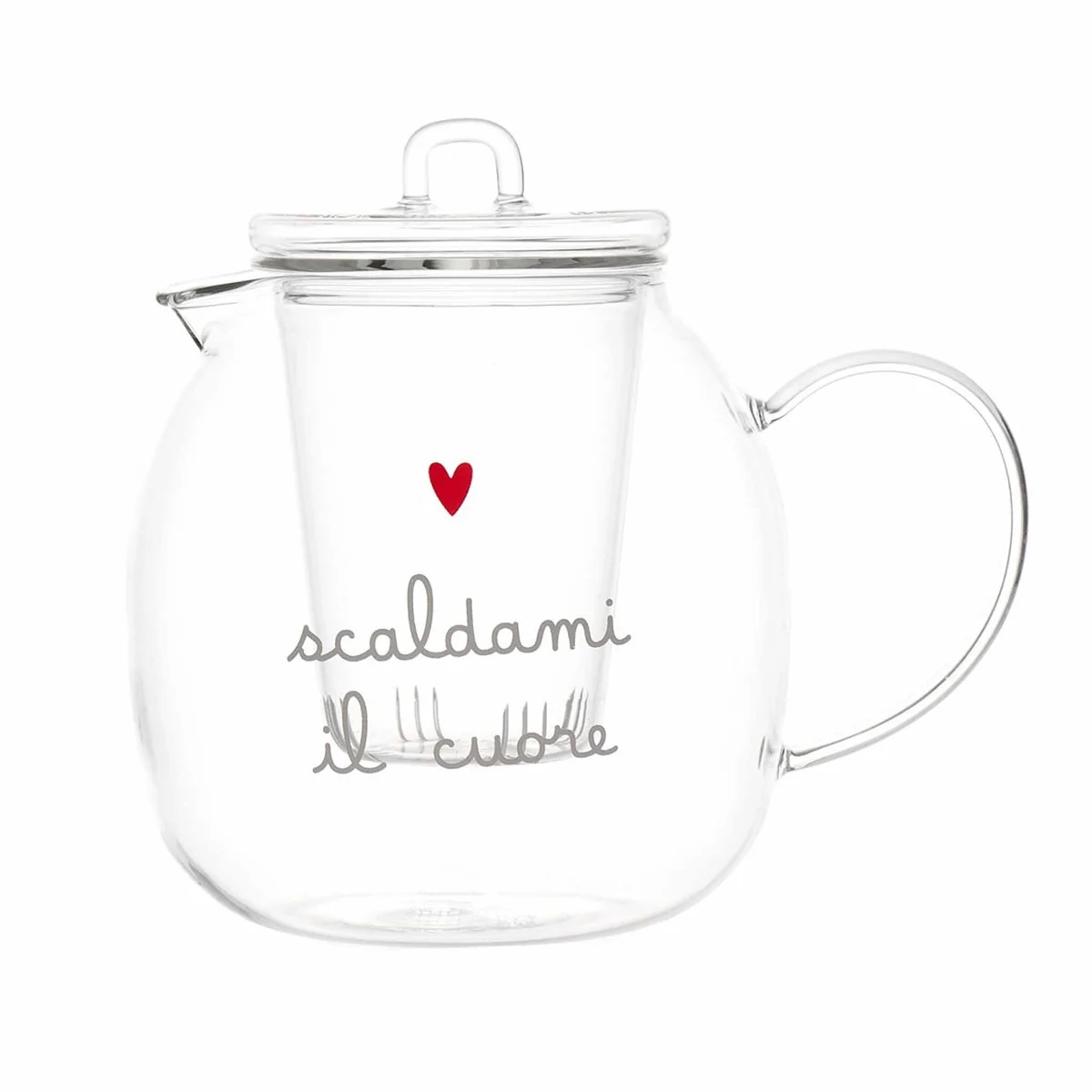 Teiera in Vetro Borosilicato Serigrafato - Scaldami il Cuore - Image 3