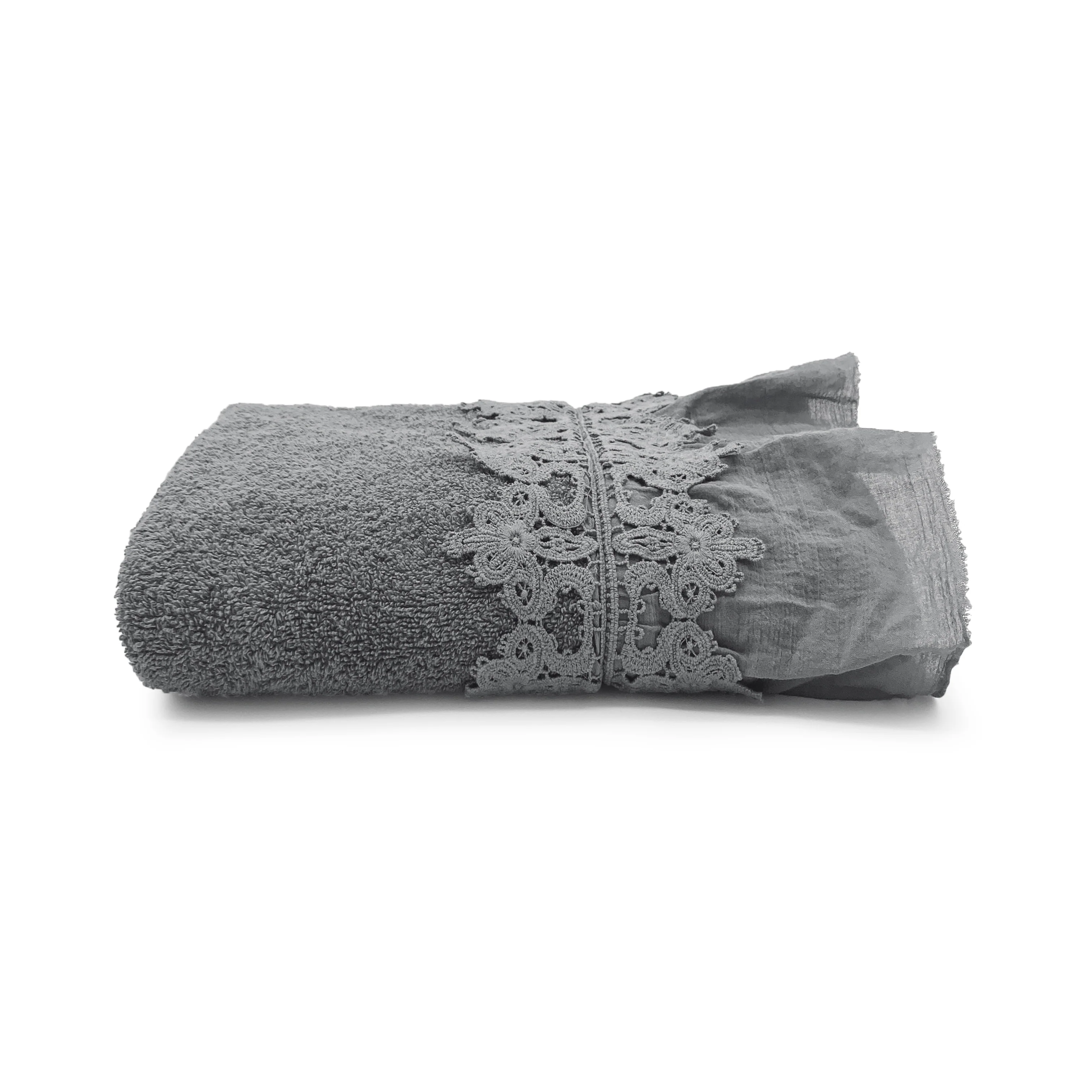 Telo Bagno in Spugna di Cotone con Balza in Cotone Stonewashed - Ophelia - Image 14