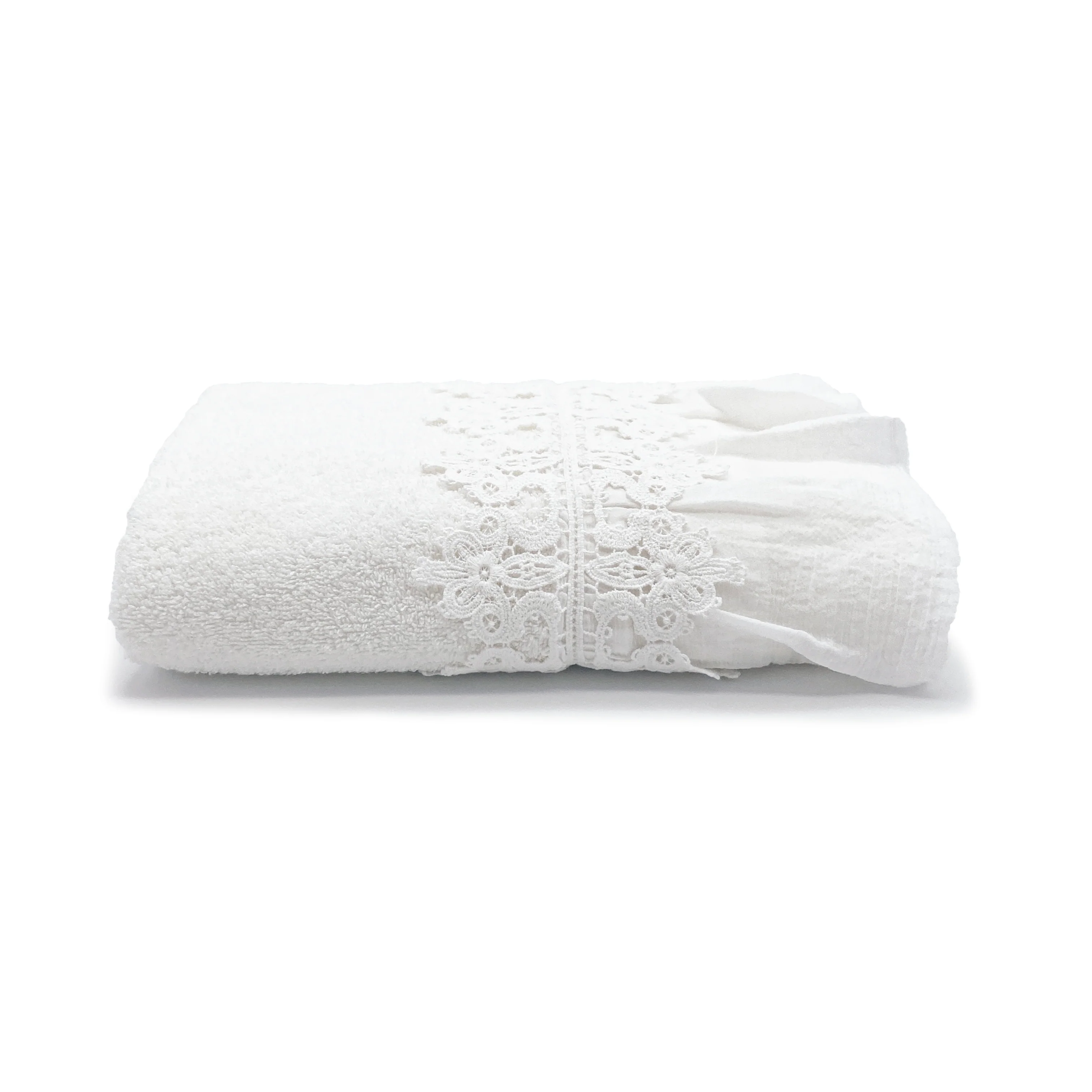 Telo Bagno in Spugna di Cotone con Balza in Cotone Stonewashed - Ophelia - Image 3