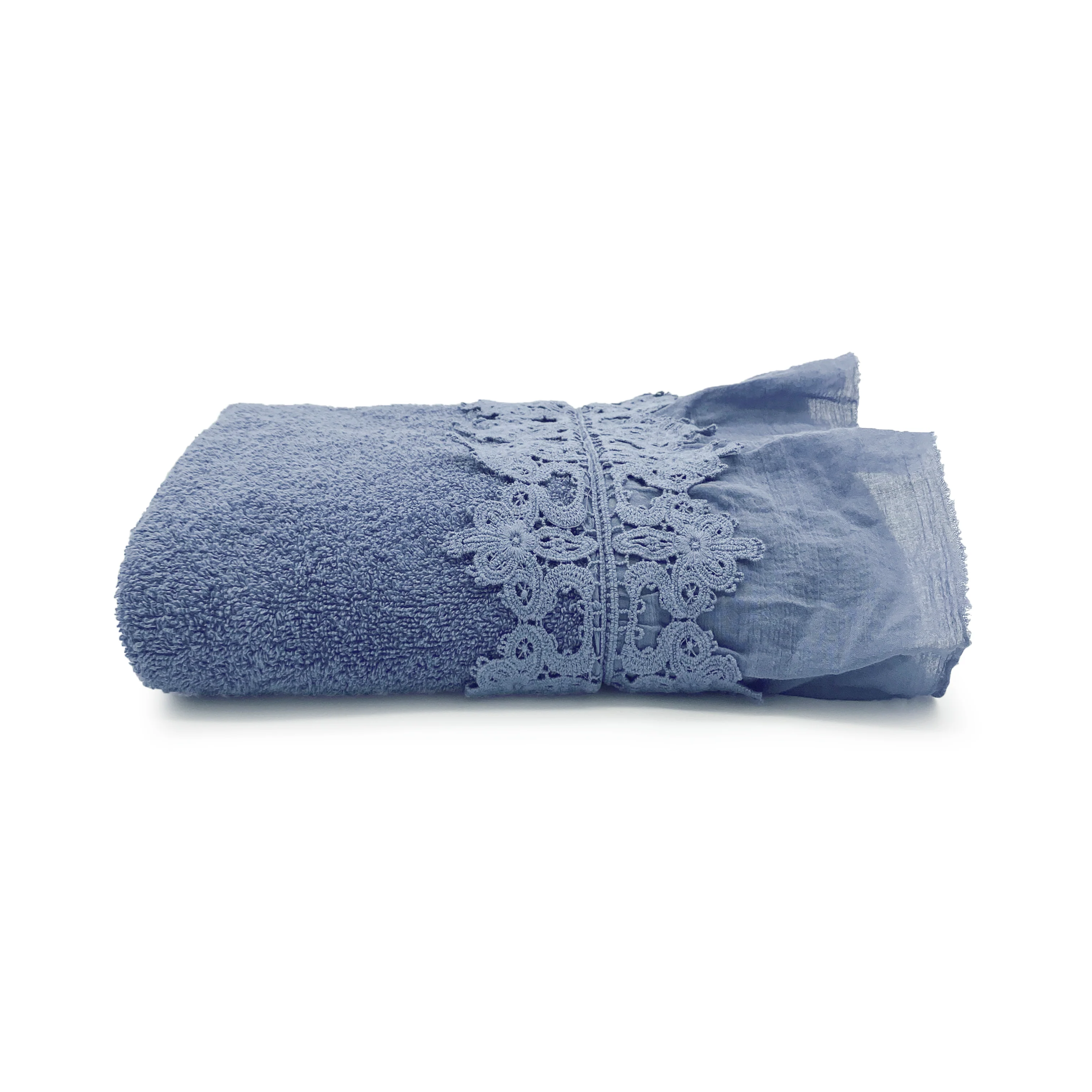 Telo Bagno in Spugna di Cotone con Balza in Cotone Stonewashed - Ophelia - Image 4