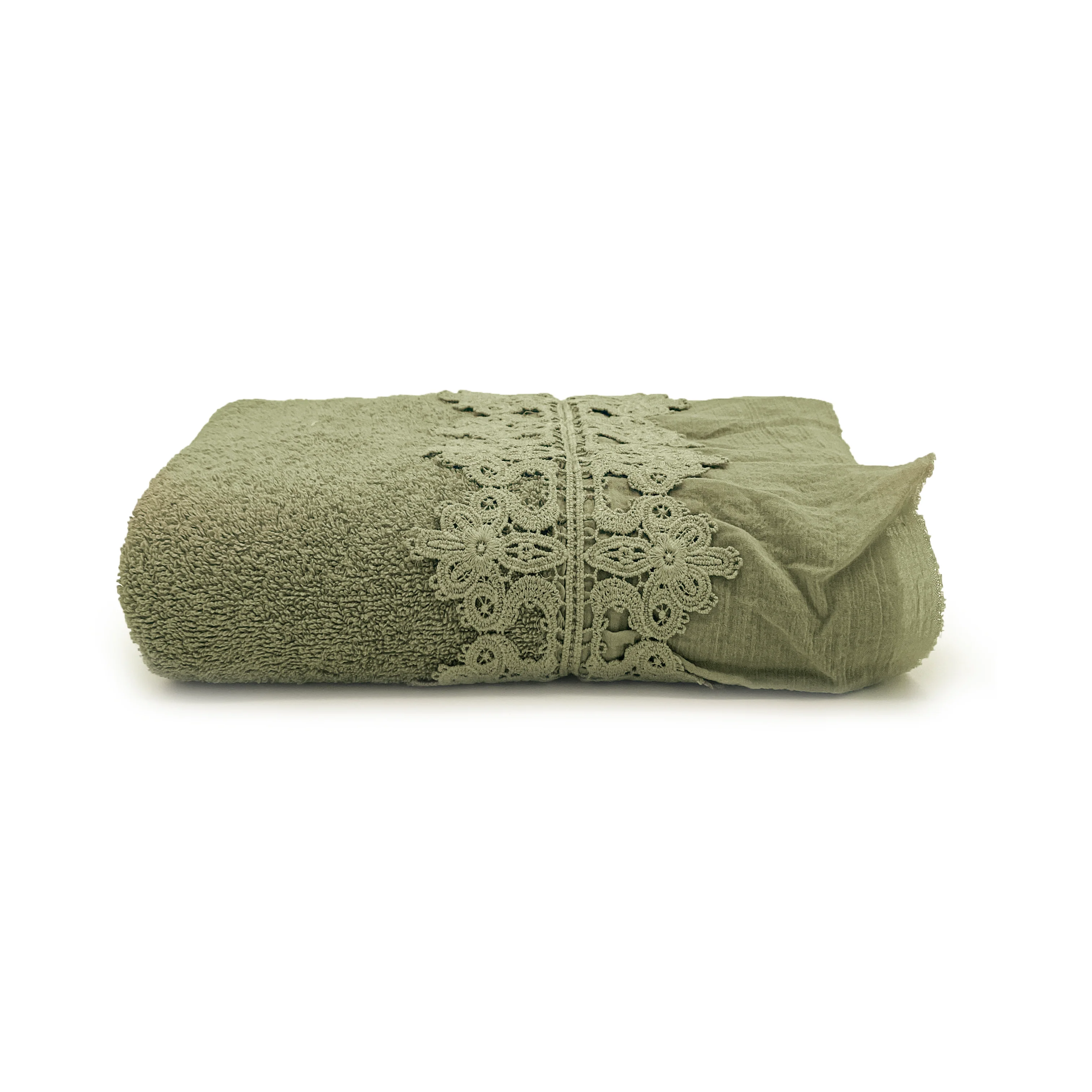 Telo Bagno in Spugna di Cotone con Balza in Cotone Stonewashed - Ophelia - Image 7