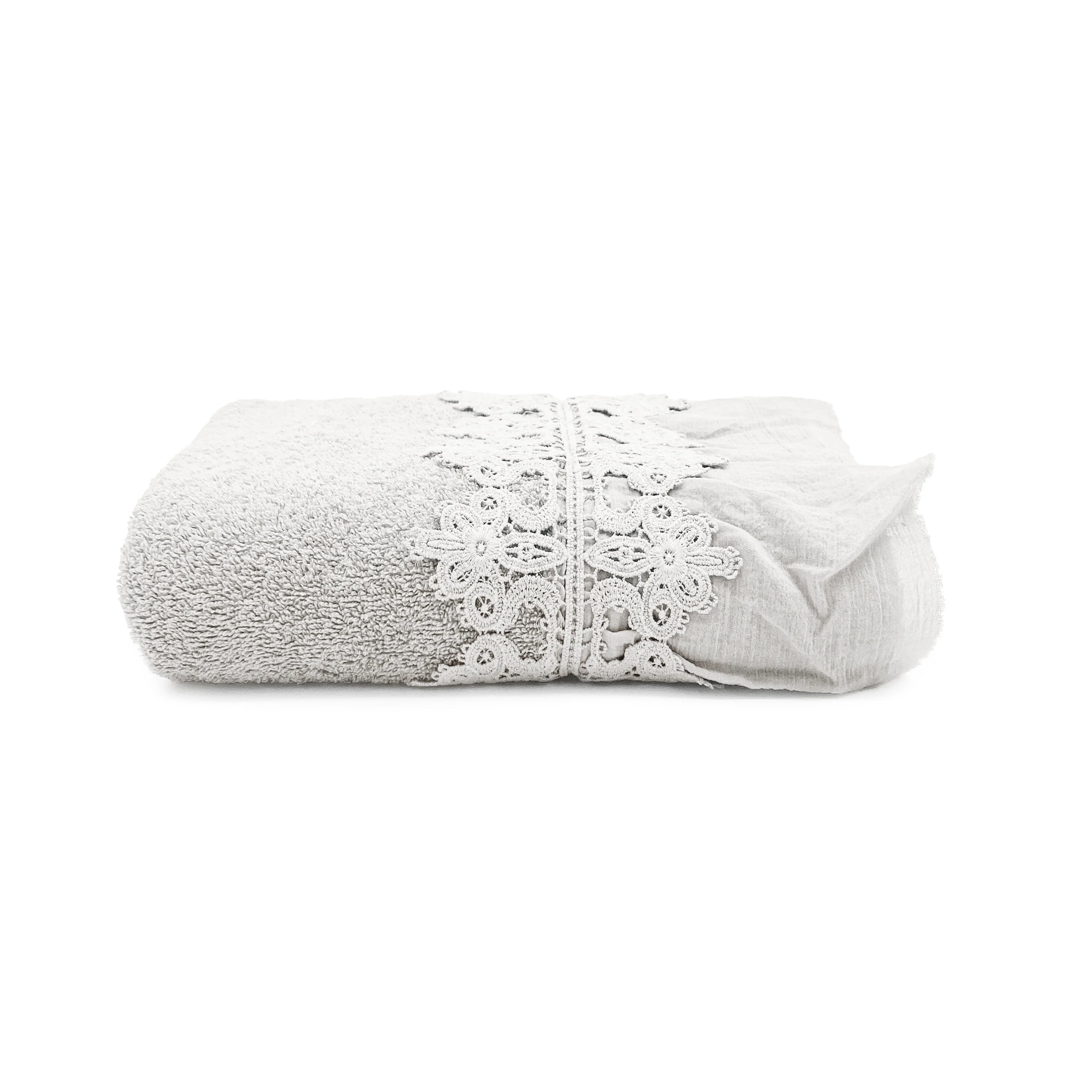 Telo Bagno in Spugna di Cotone con Balza in Cotone Stonewashed - Ophelia - Image 8