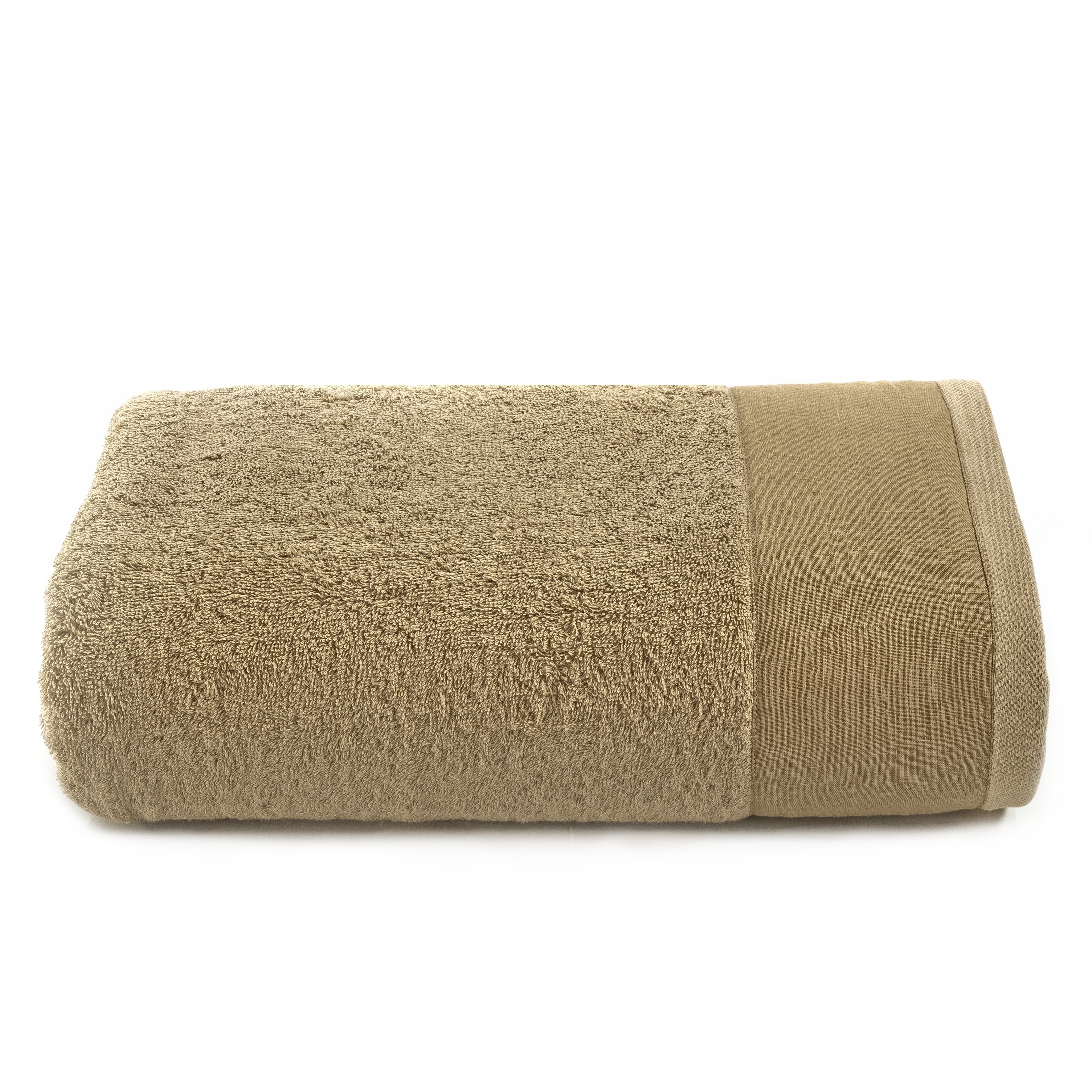 Telo da bagno in Spugna con Balza in Lino StoneWashed - Loira - Image 10