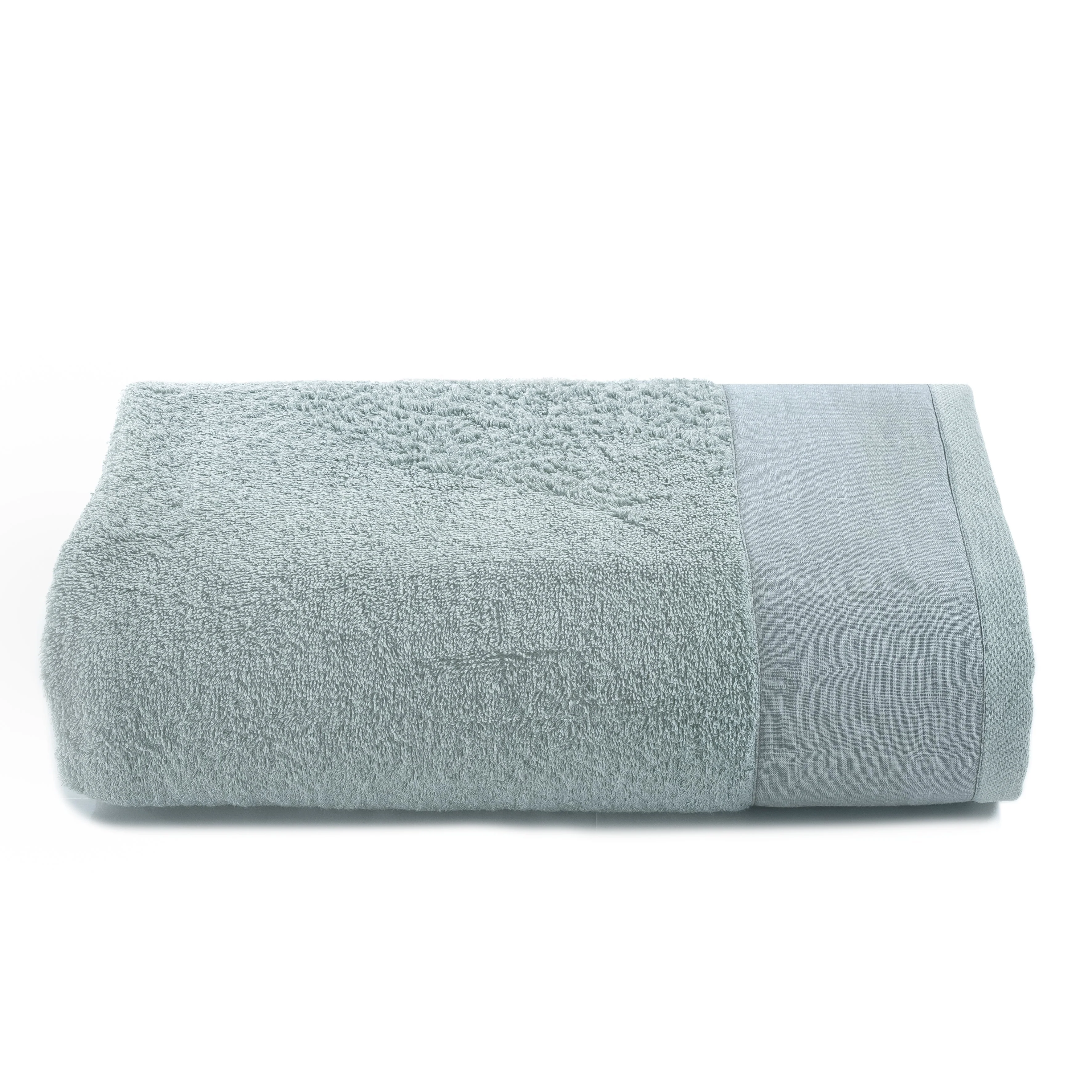 Telo da bagno in Spugna con Balza in Lino StoneWashed - Loira - Image 11