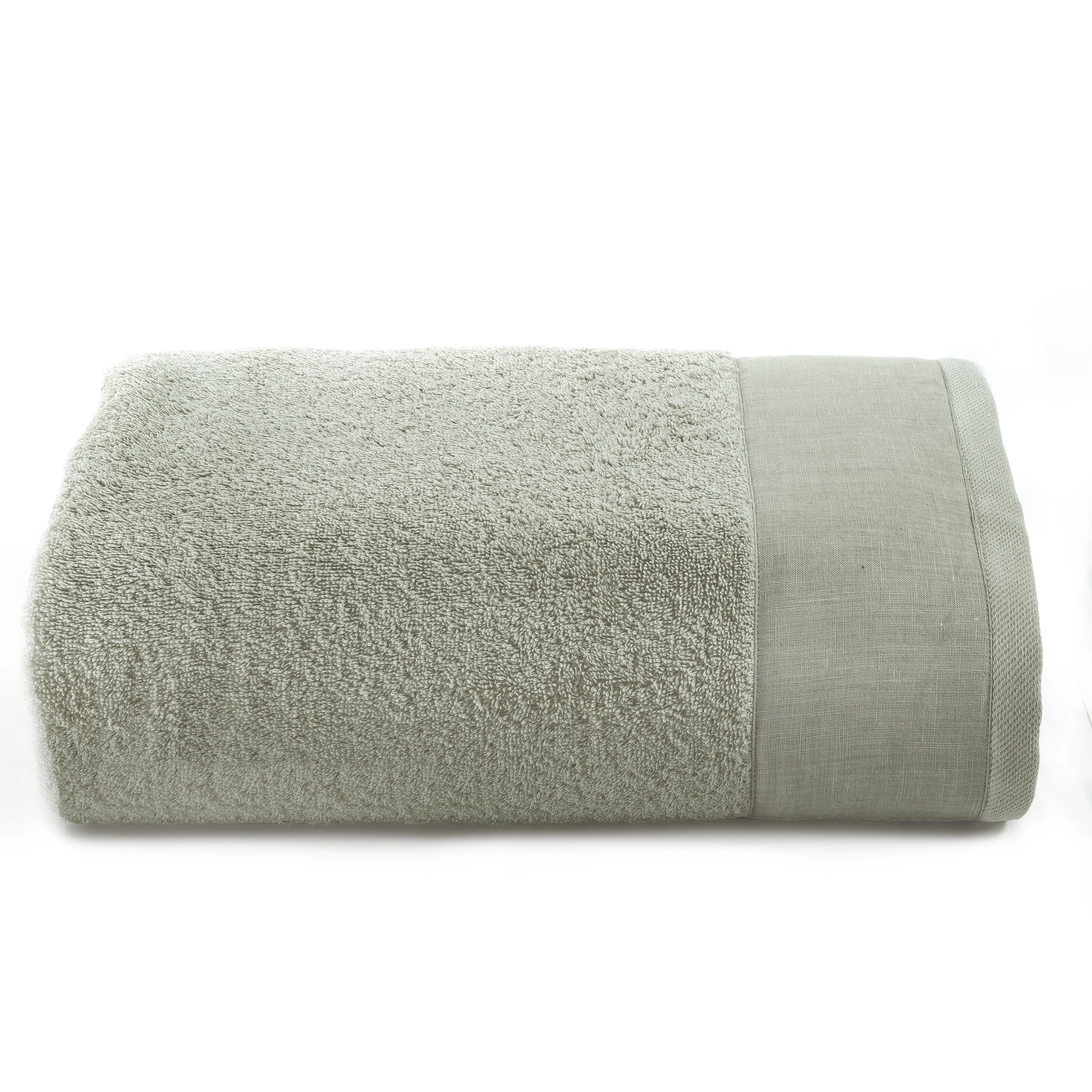 Telo da bagno in Spugna con Balza in Lino StoneWashed - Loira - Image 7