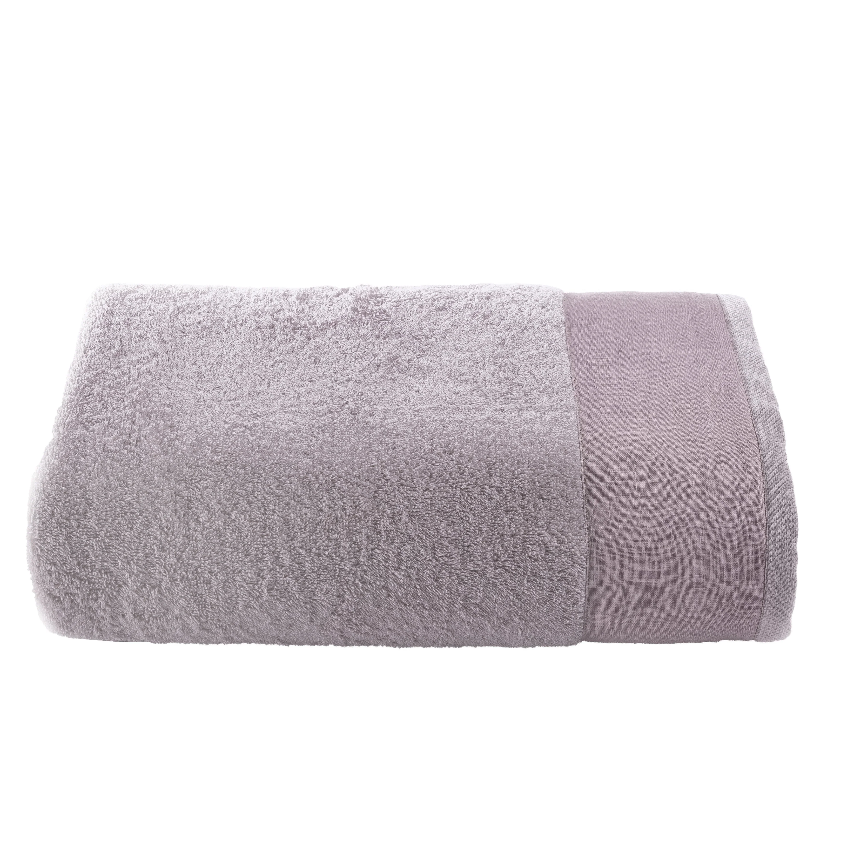 Telo da bagno in Spugna con Balza in Lino StoneWashed - Loira - Image 9