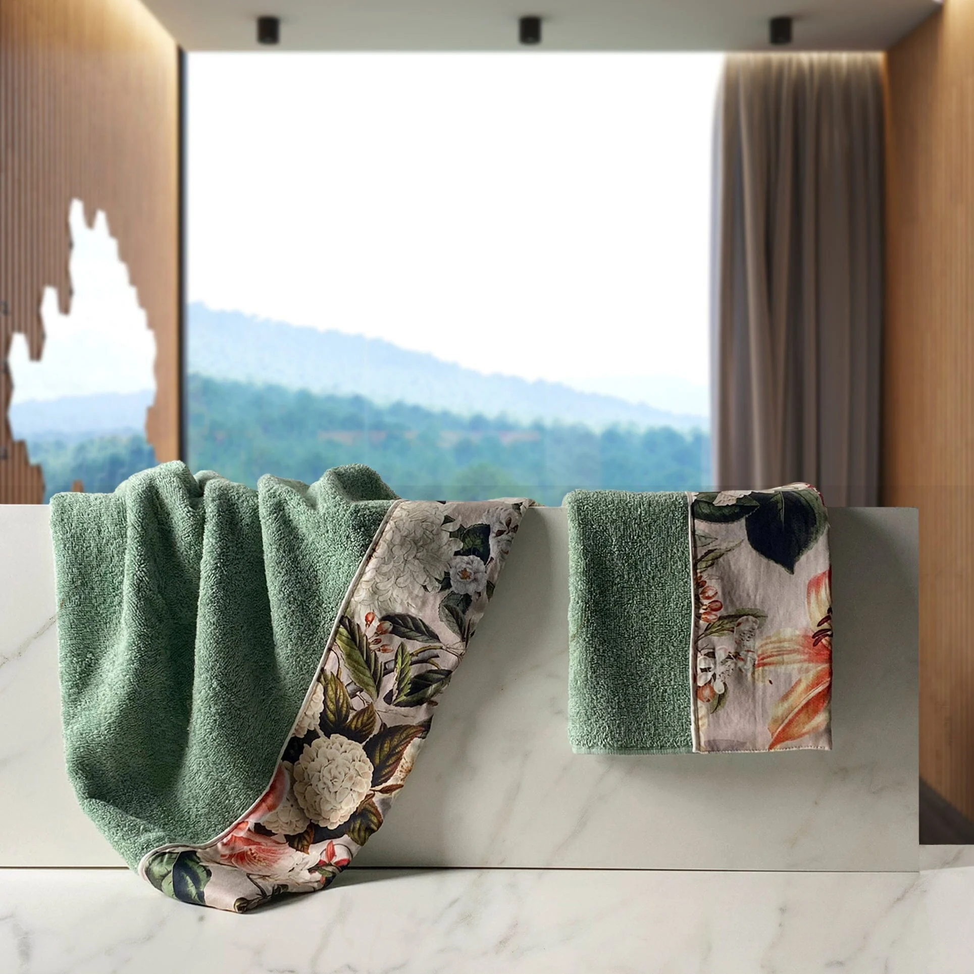 Telo Bagno in Spugna di Cotone con Balza in Raso - Dafne