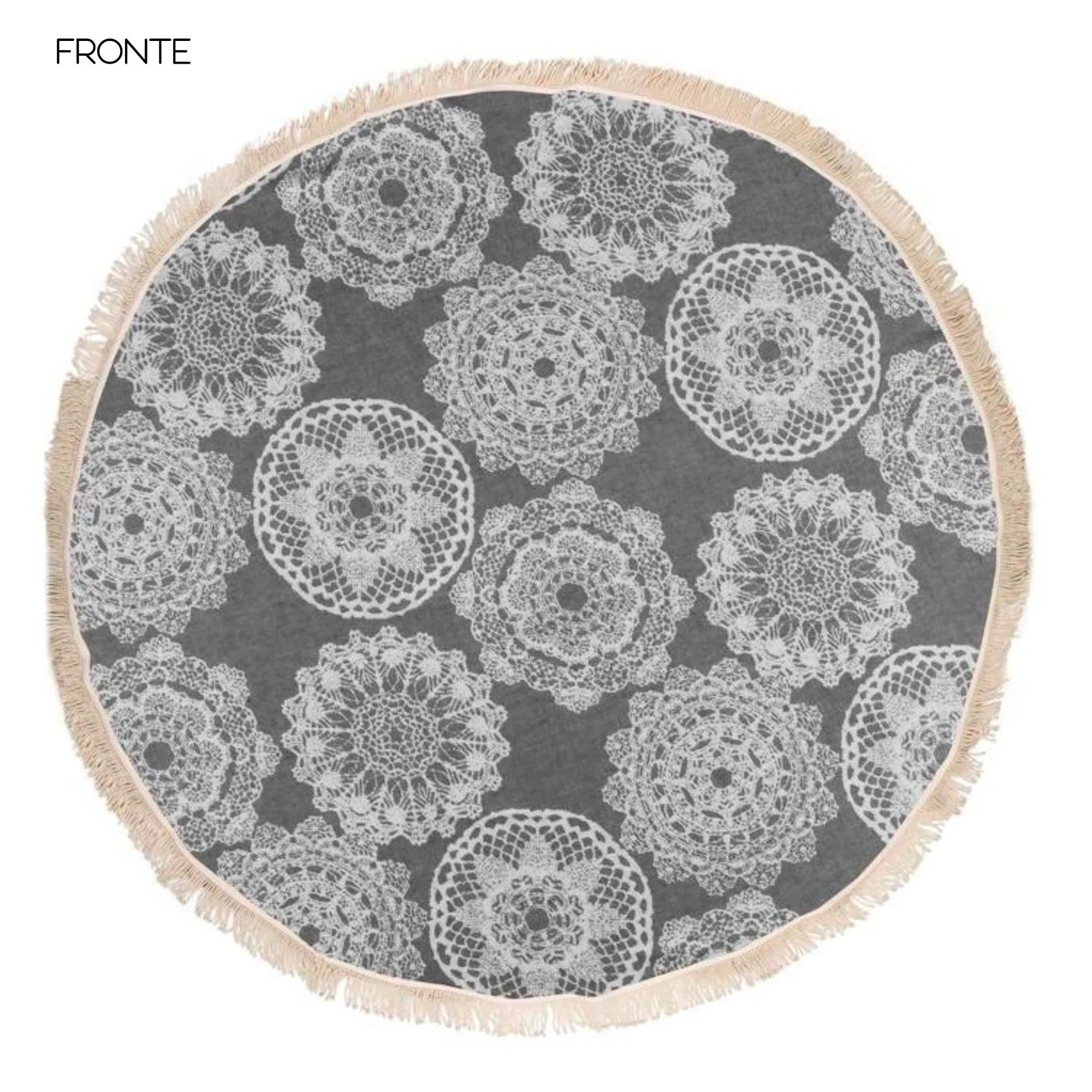 Telo Mare Fouta Rotondo in Cotone e Bambù Doubleface - Round - Image 8