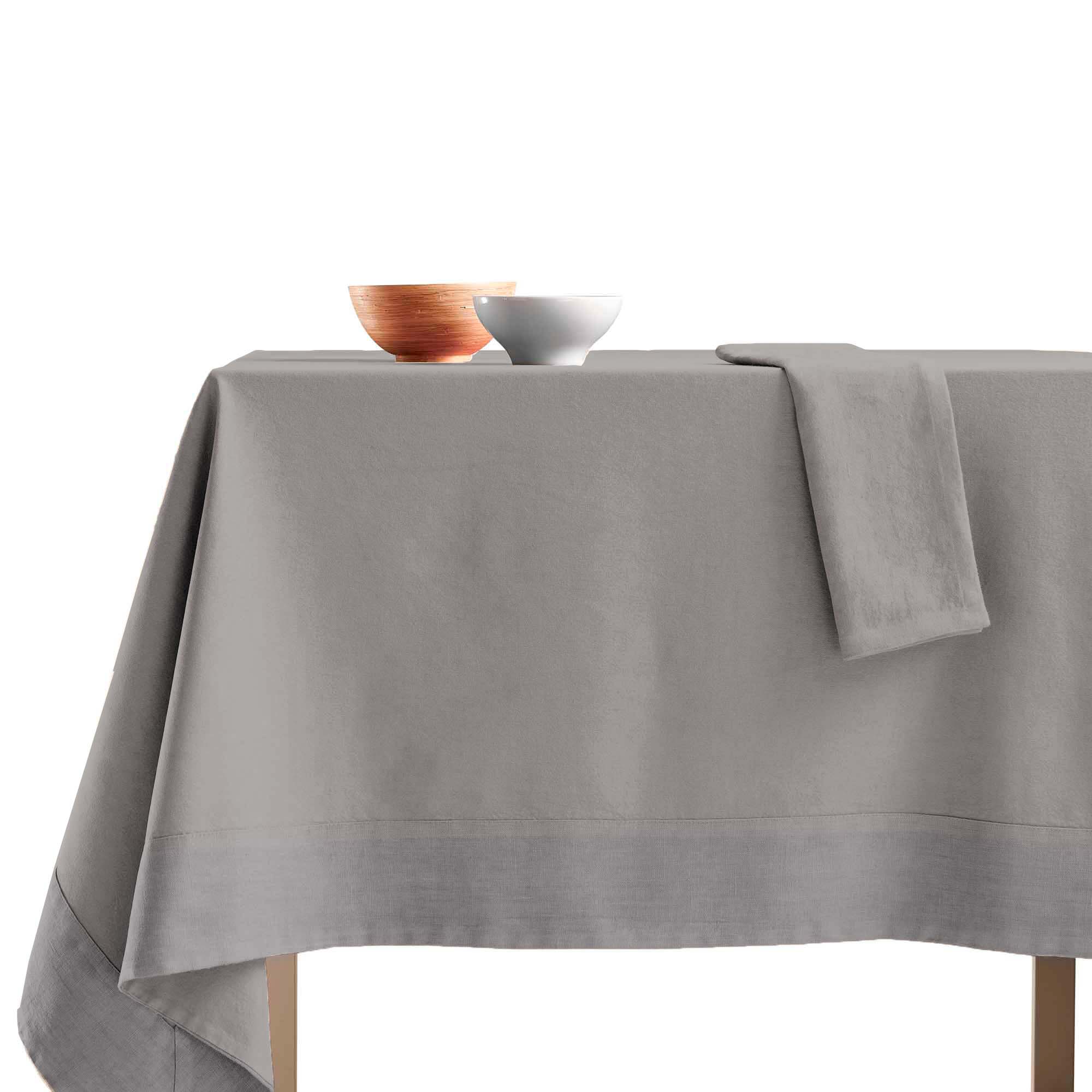 Tovaglia Cotone con Bordo in Lino StoneWashed NO STIRO - Loira - Image 9