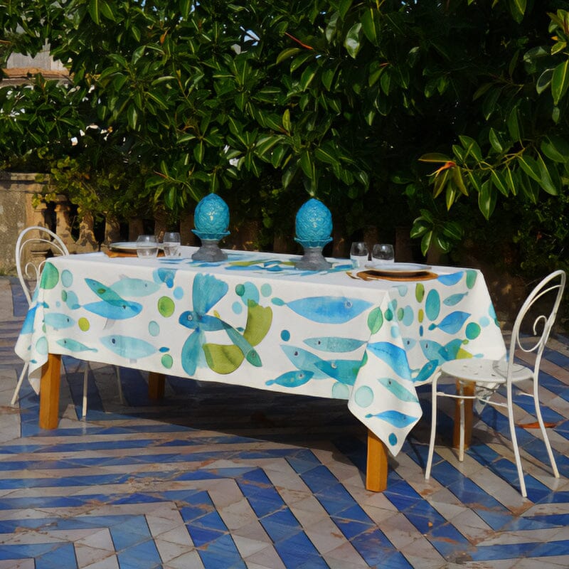 Tovaglia in Puro Lino Fantasia Marina - Pesci Volanti