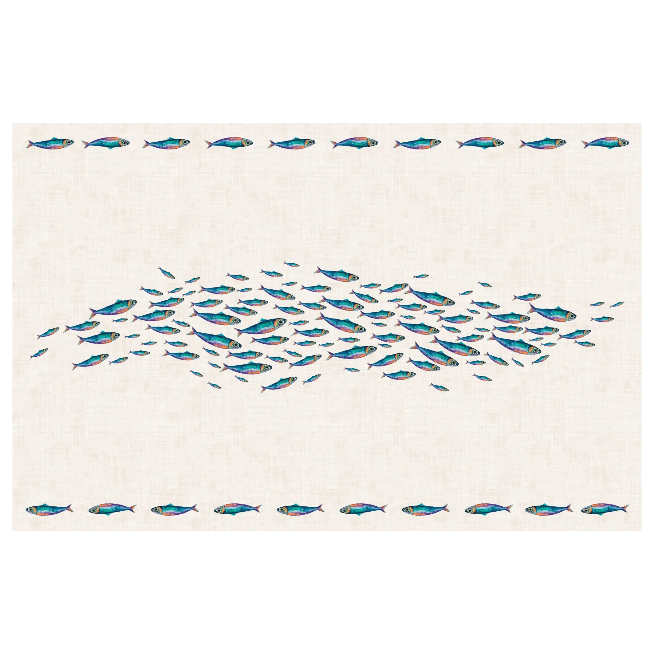Tovaglia in Raso di Cotone Fantasia Marina - Sardine - Image 2